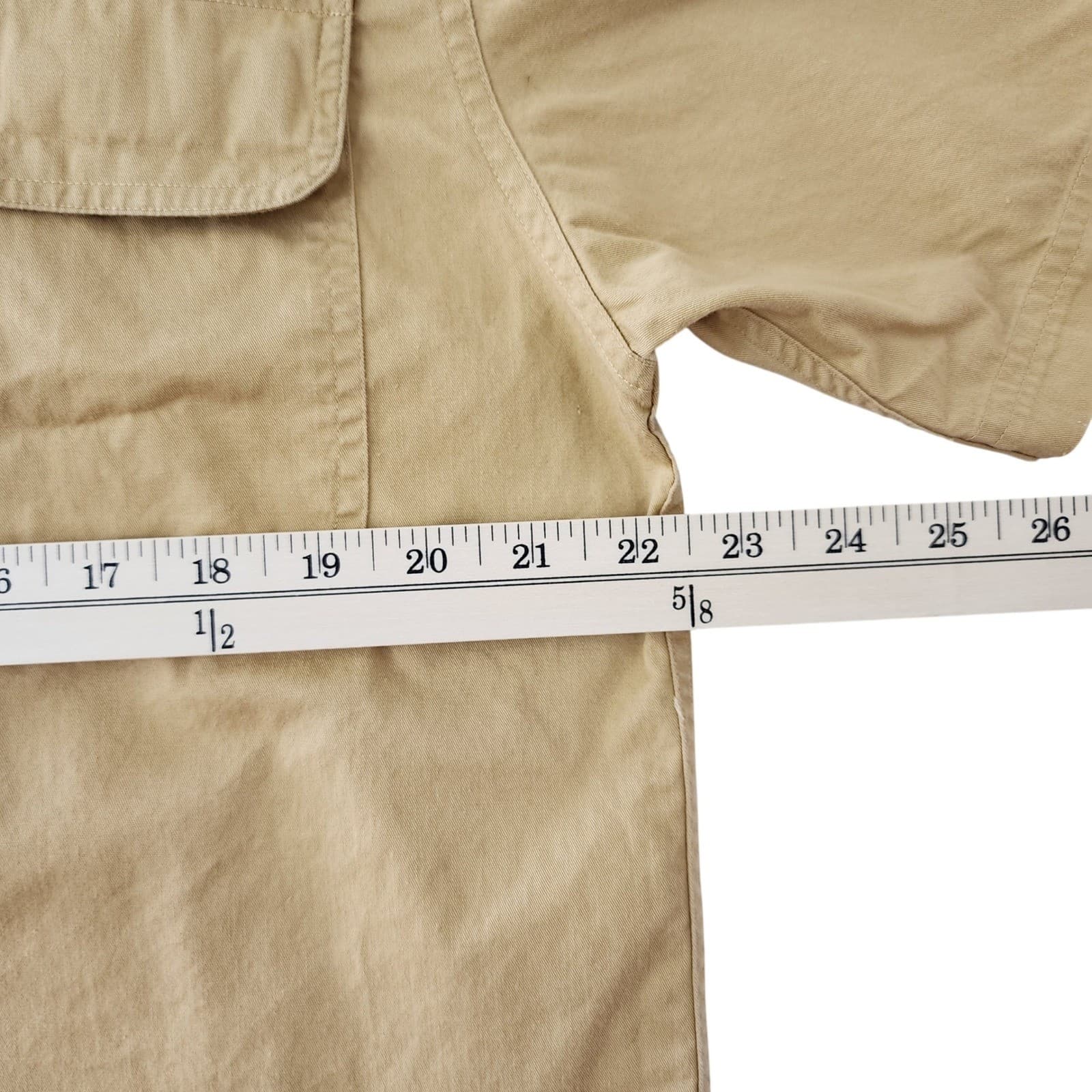 Mens Tan Khaki 100% Cotton Short Sleeve Button Down Shirt Small TS 269 - Thumbnail 3