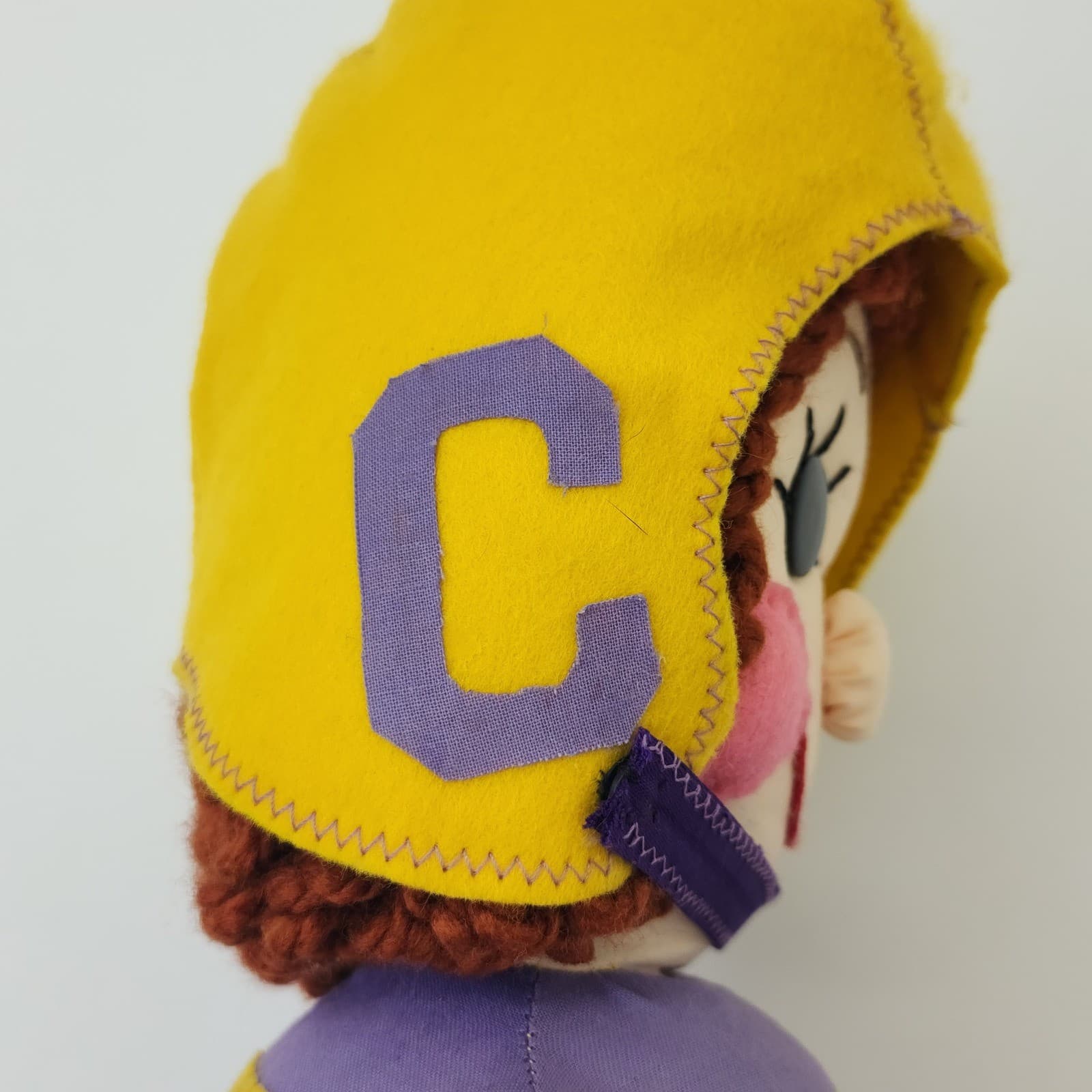 1960 Vintage Handmade Football Player Cloth Rag Doll Purple Yellow Scott 10 - Thumbnail 6
