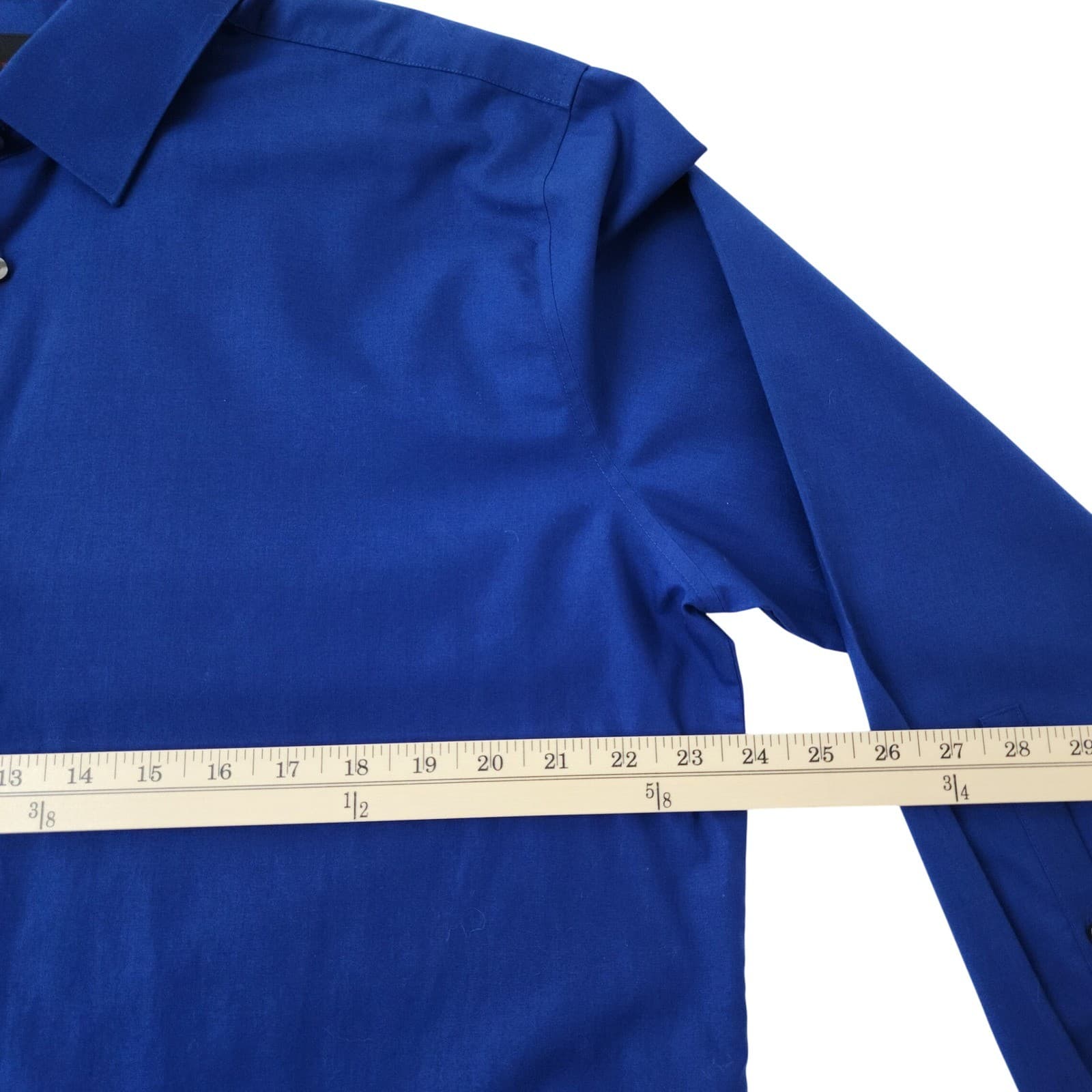 J.Ferrar Slim Fit Dress Shirt Mens XL 17-17.5 32-33 Blue Long Sleeve Button Down - Thumbnail 8