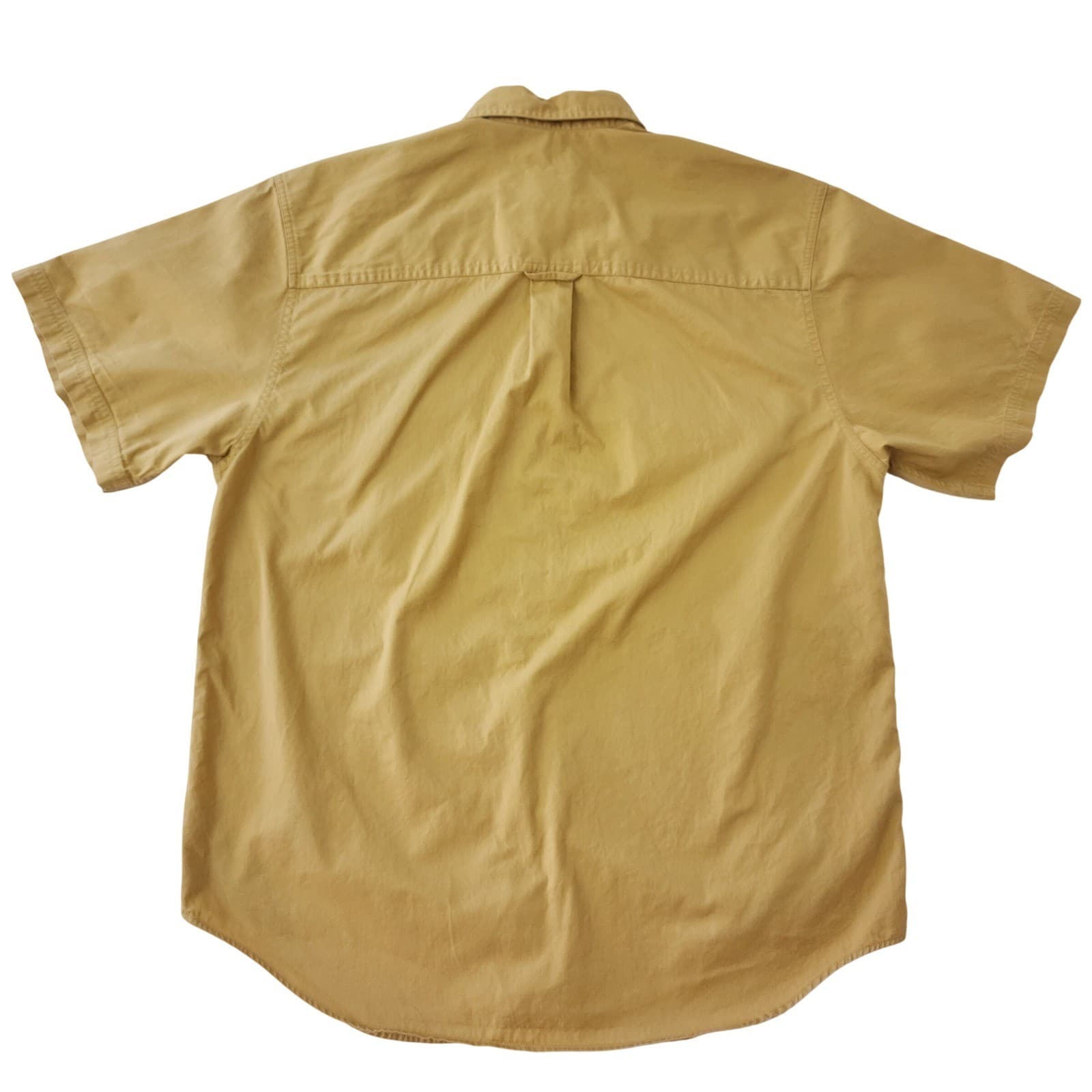 Mens Tan Khaki 100% Cotton Short Sleeve Button Down Shirt Small TS 269 - Thumbnail 9