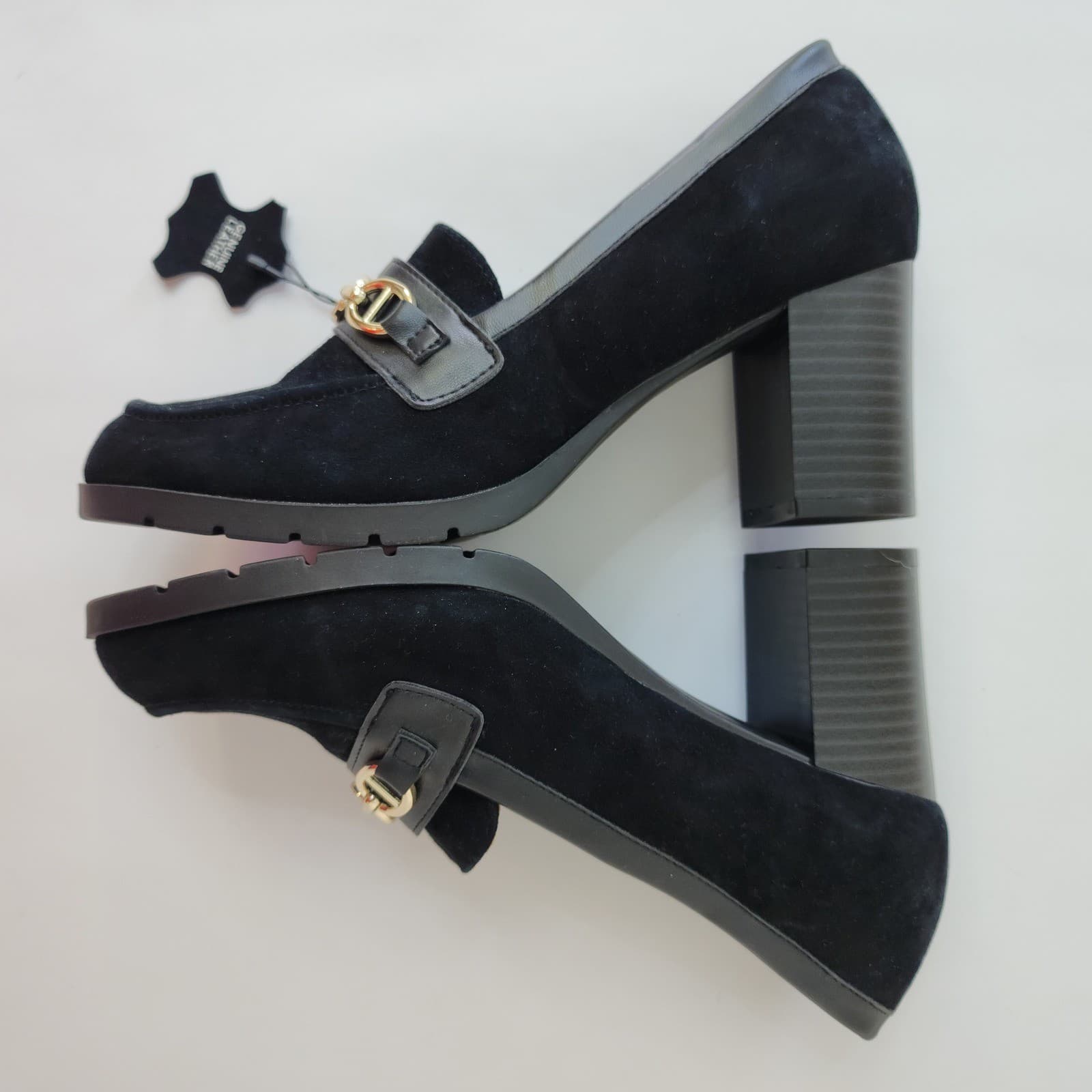 Giani Bernini Black Suede Horsebit Block Heel Loafers Memory Foam Pumps 8M - Thumbnail 6