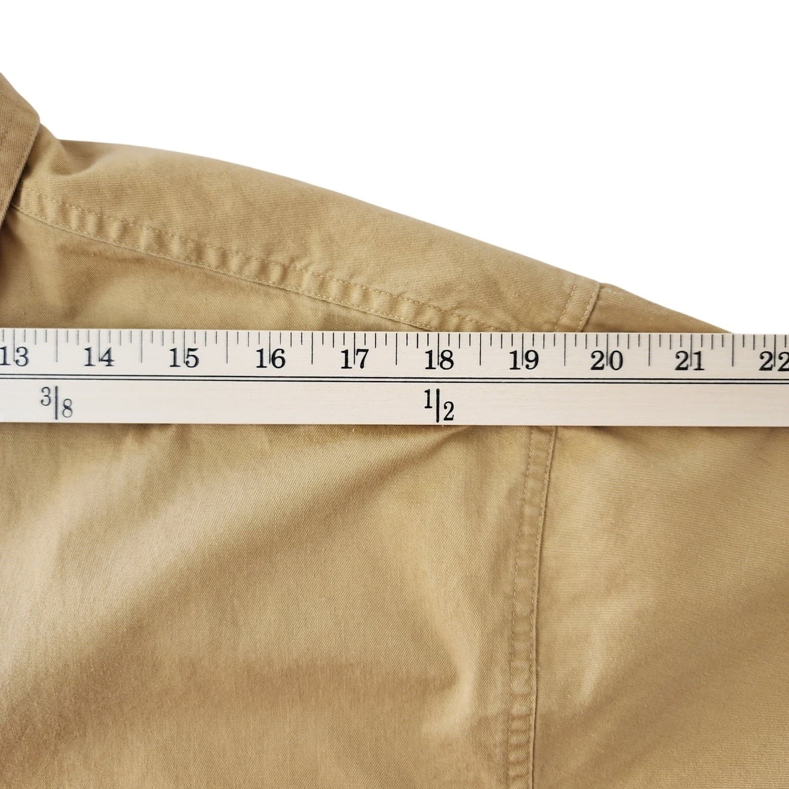 Mens Tan Khaki 100% Cotton Short Sleeve Button Down Shirt Small TS 269 - Thumbnail 4