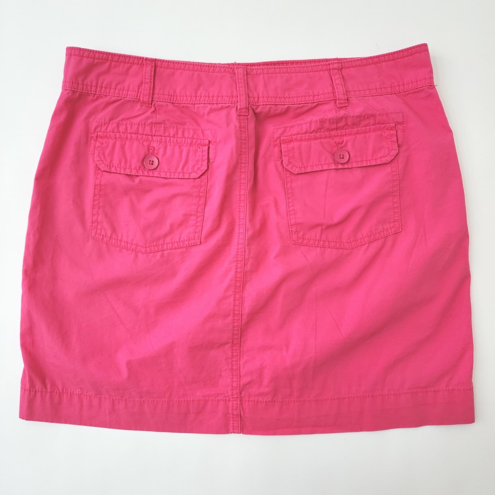 G.H. Bass & Co Hot Pink 100% Cotton Utility Mini Skirt Size 10 Cargo Pockets - Thumbnail 2