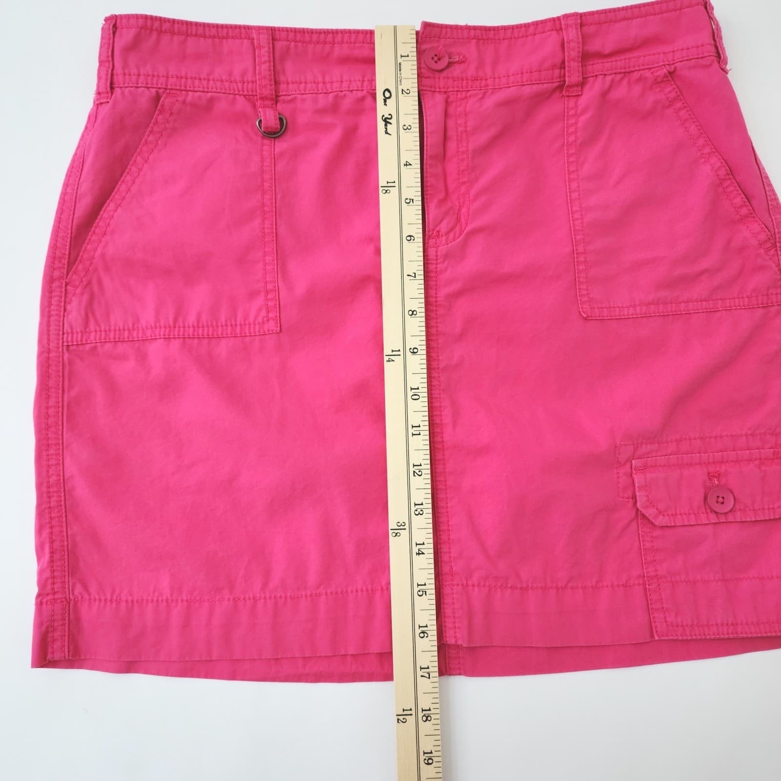 G.H. Bass & Co Hot Pink 100% Cotton Utility Mini Skirt Size 10 Cargo Pockets - Thumbnail 5