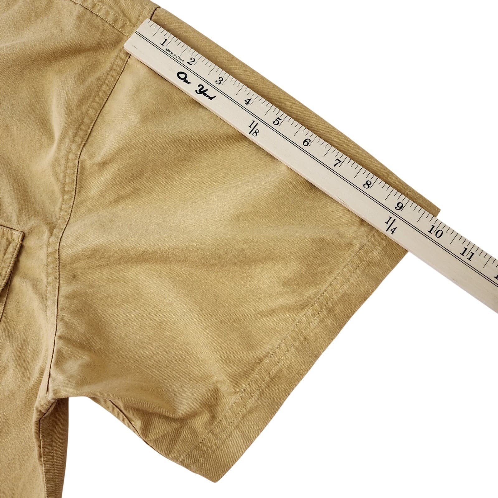 Mens Tan Khaki 100% Cotton Short Sleeve Button Down Shirt Small TS 269 - Thumbnail 6