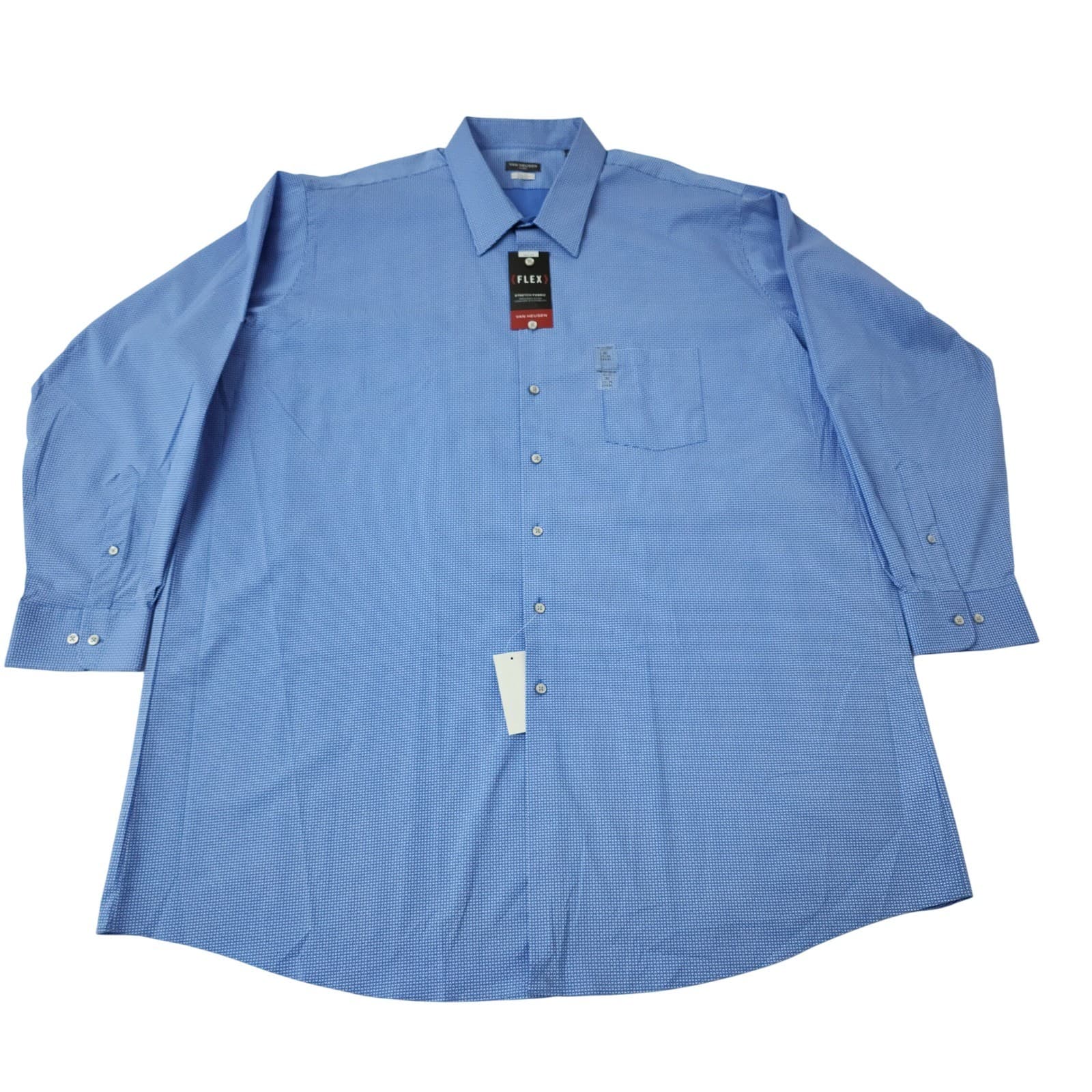 Van Heusen Flex Dress Shirt Men's 4XL 20 35/36 Blue Stretch Tall Fit NWT
