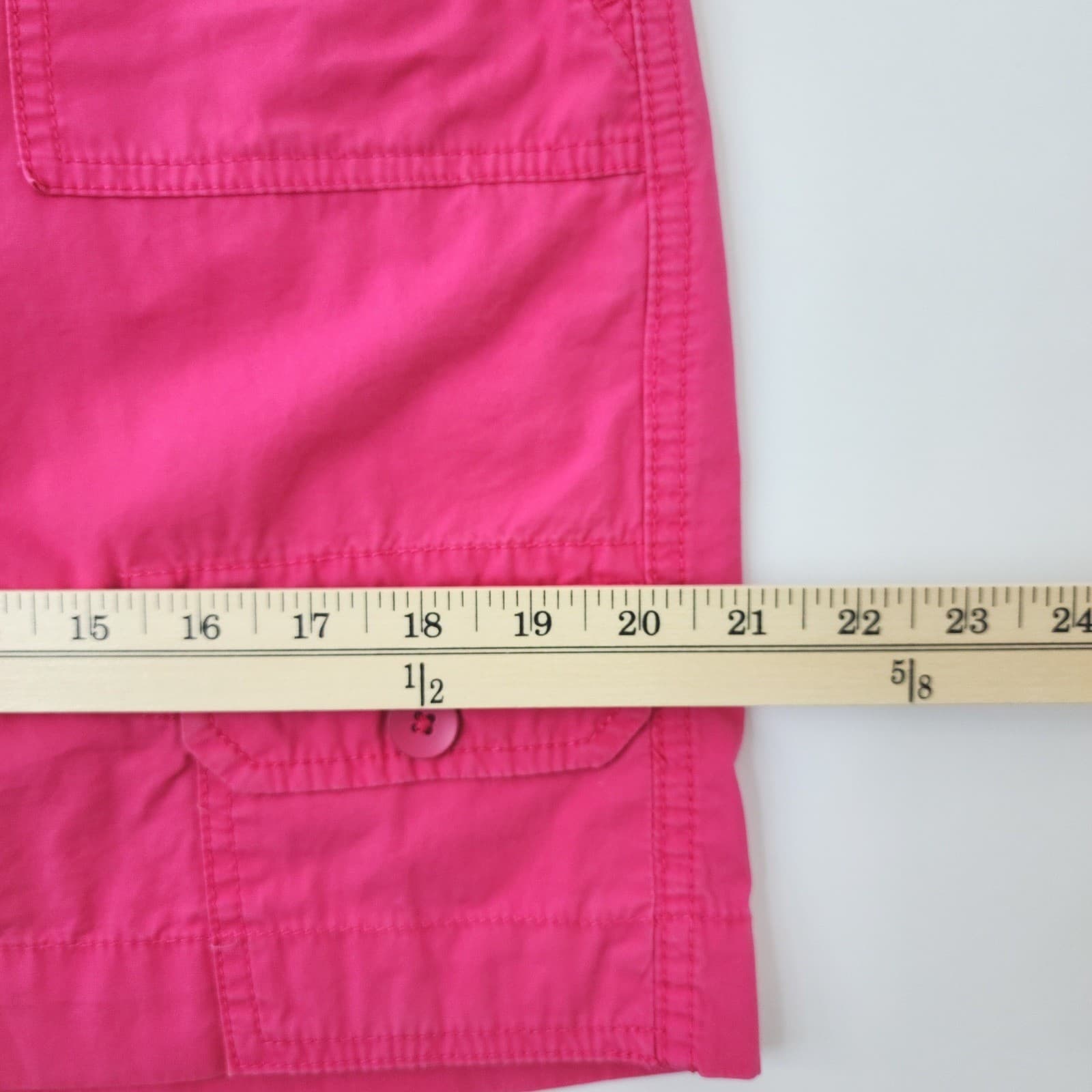 G.H. Bass & Co Hot Pink 100% Cotton Utility Mini Skirt Size 10 Cargo Pockets - Thumbnail 6