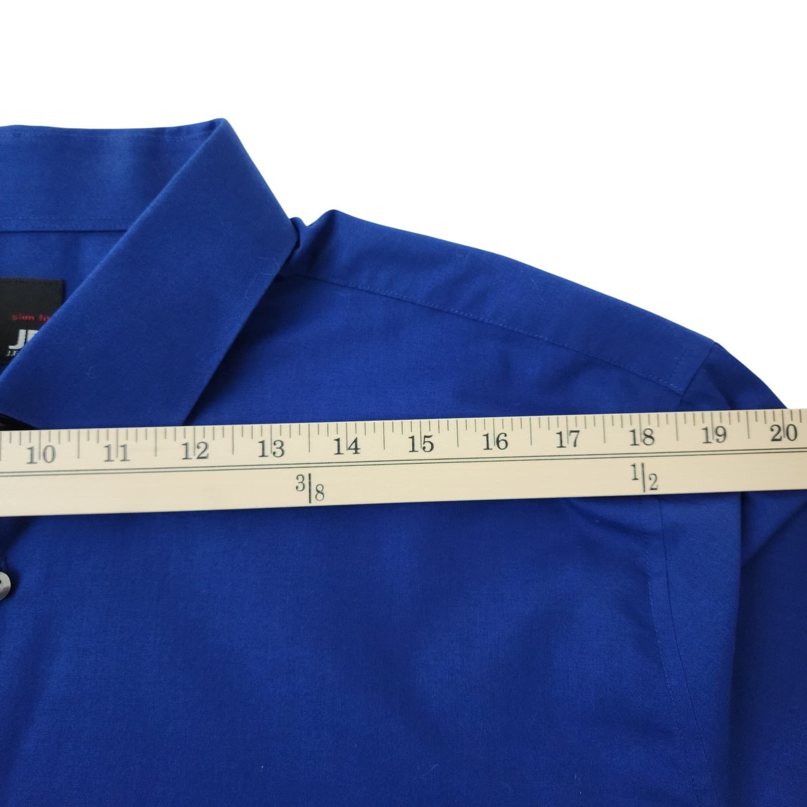 J.Ferrar Slim Fit Dress Shirt Mens XL 17-17.5 32-33 Blue Long Sleeve Button Down - Thumbnail 7