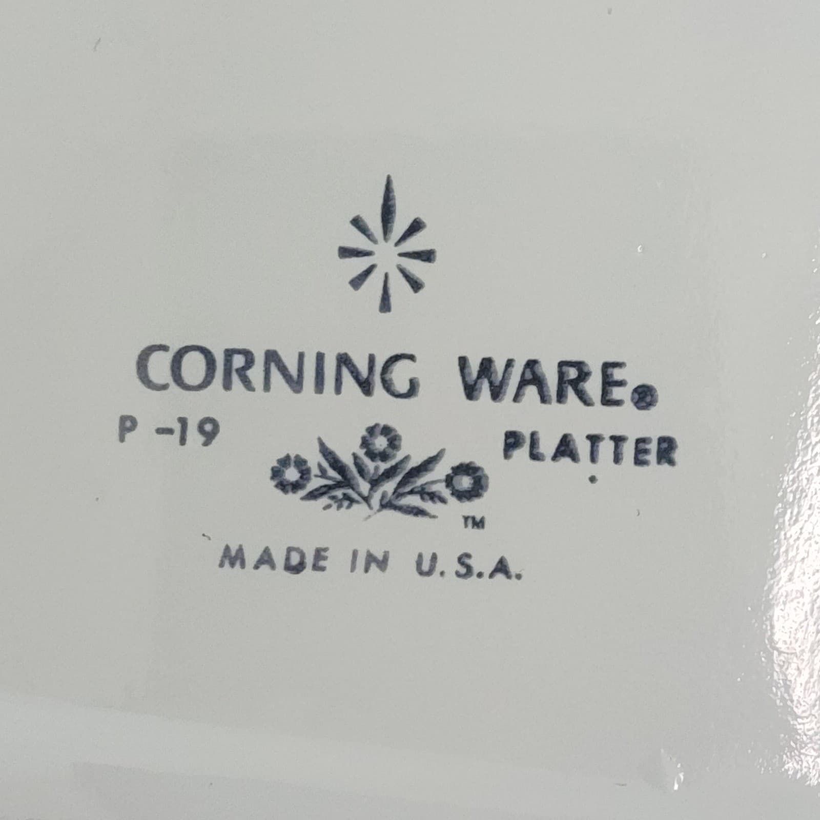 Vintage Corning Ware Blue Cornflower P-19 Meat Platter 16 Inch Oval Tree Well - Thumbnail 4