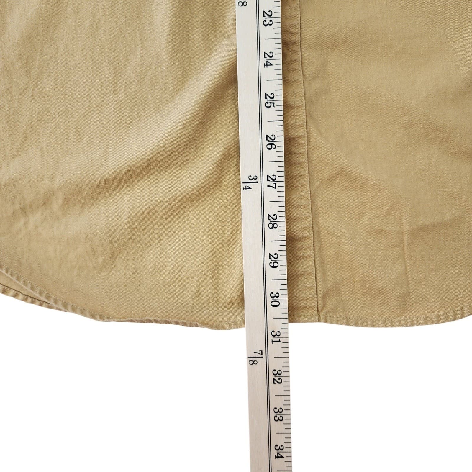 Mens Tan Khaki 100% Cotton Short Sleeve Button Down Shirt Small TS 269 - Thumbnail 2