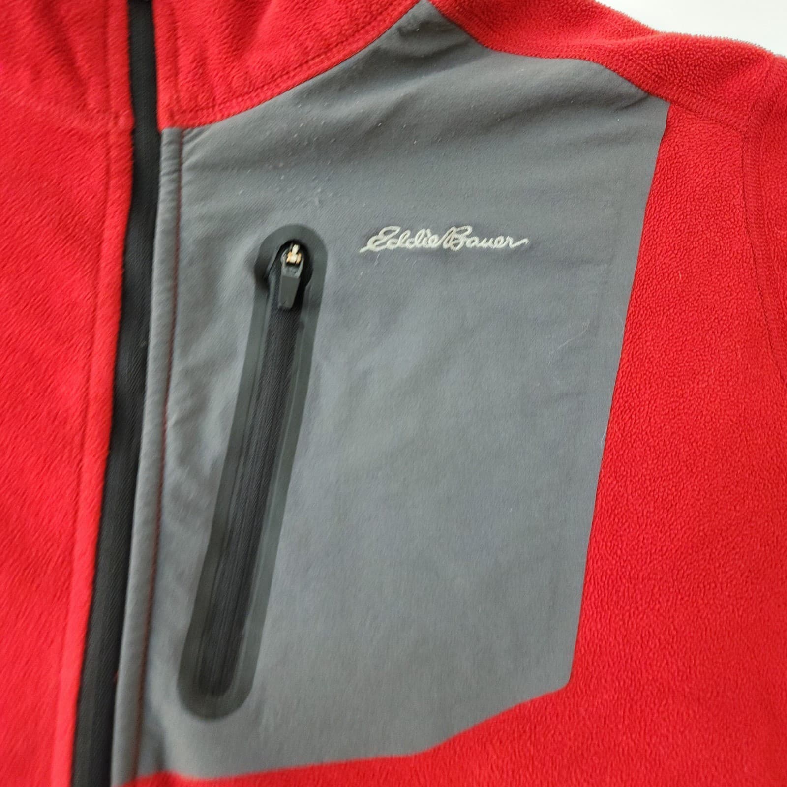 Eddie Bauer First Ascent Mens Large Red 1/4 Zip Fleece Pullover Chest Pocket L - Thumbnail 4