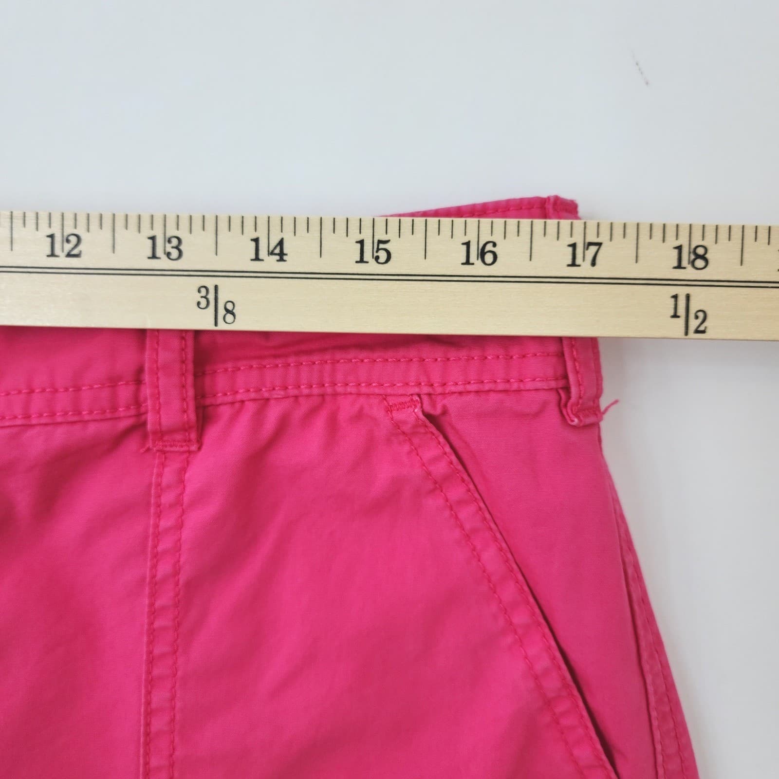 G.H. Bass & Co Hot Pink 100% Cotton Utility Mini Skirt Size 10 Cargo Pockets - Thumbnail 4