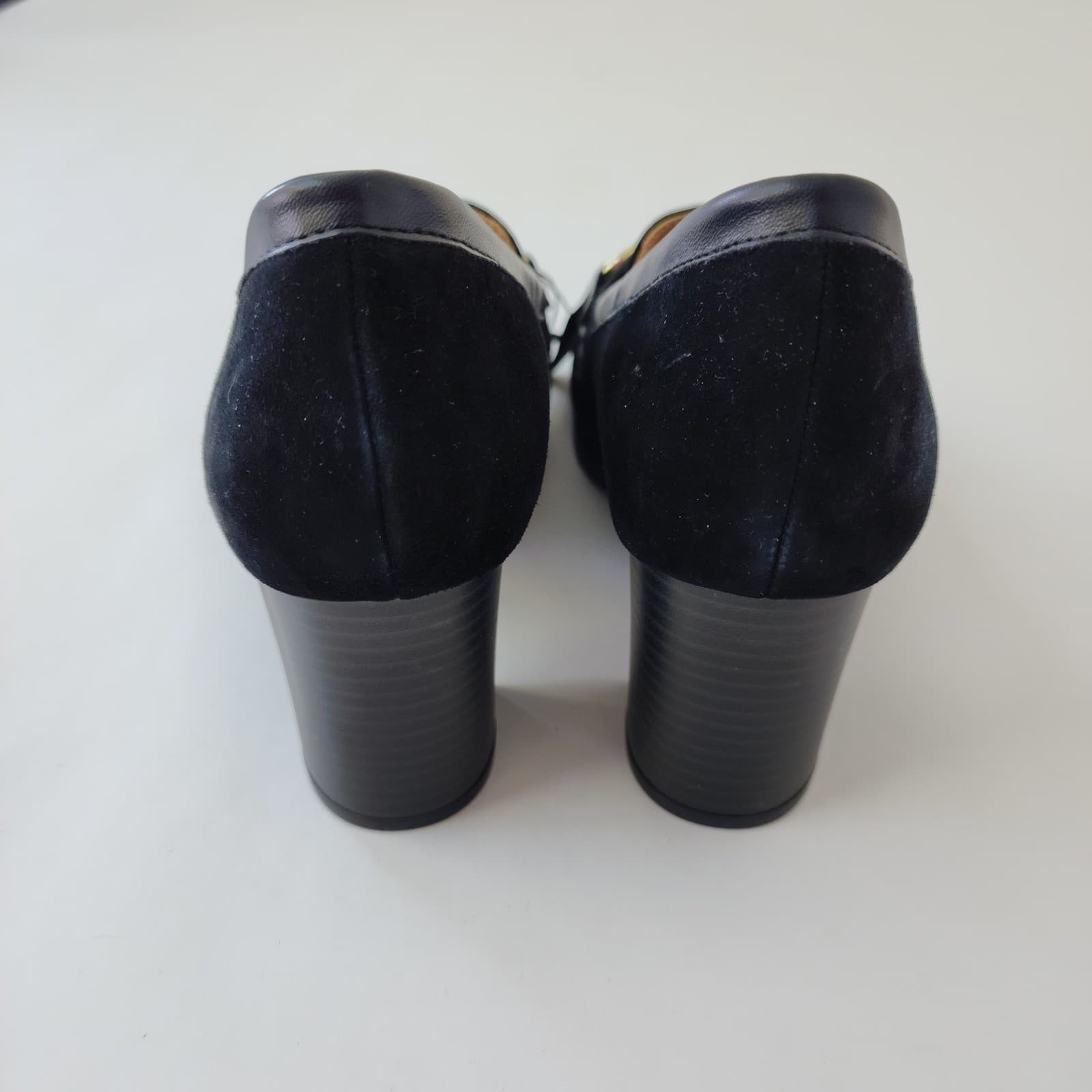 Giani Bernini Black Suede Horsebit Block Heel Loafers Memory Foam Pumps 8M - Thumbnail 5
