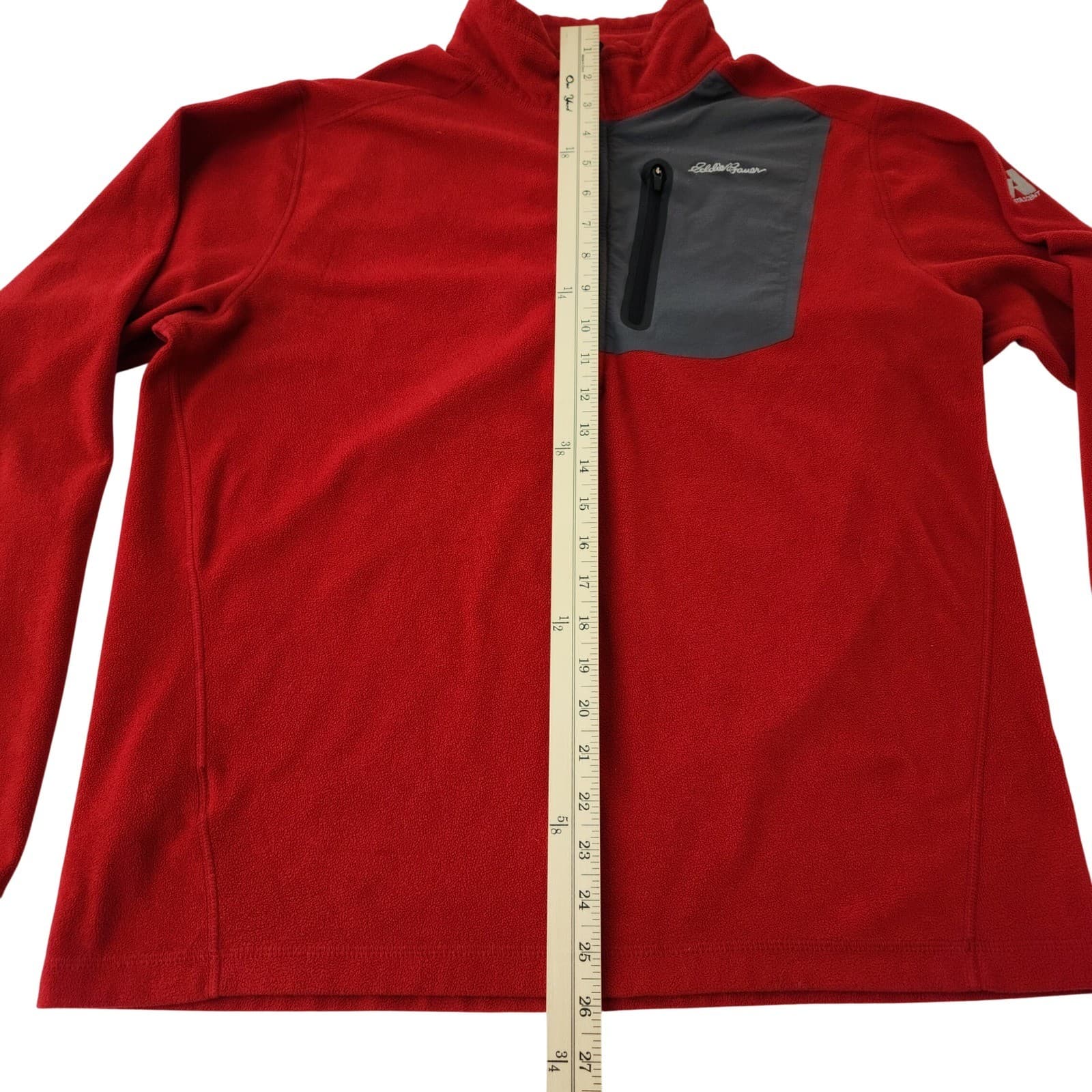 Eddie Bauer First Ascent Mens Large Red 1/4 Zip Fleece Pullover Chest Pocket L - Thumbnail 6