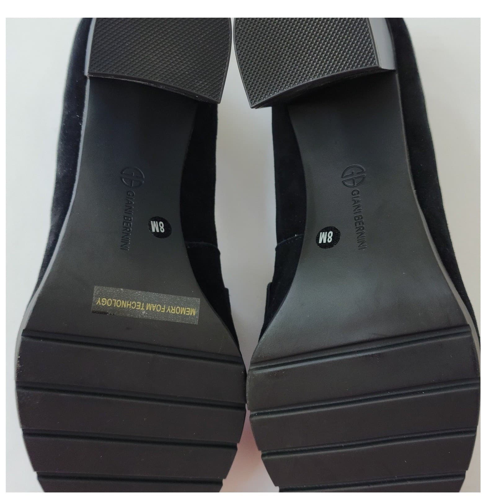 Giani Bernini Black Suede Horsebit Block Heel Loafers Memory Foam Pumps 8M - Thumbnail 7