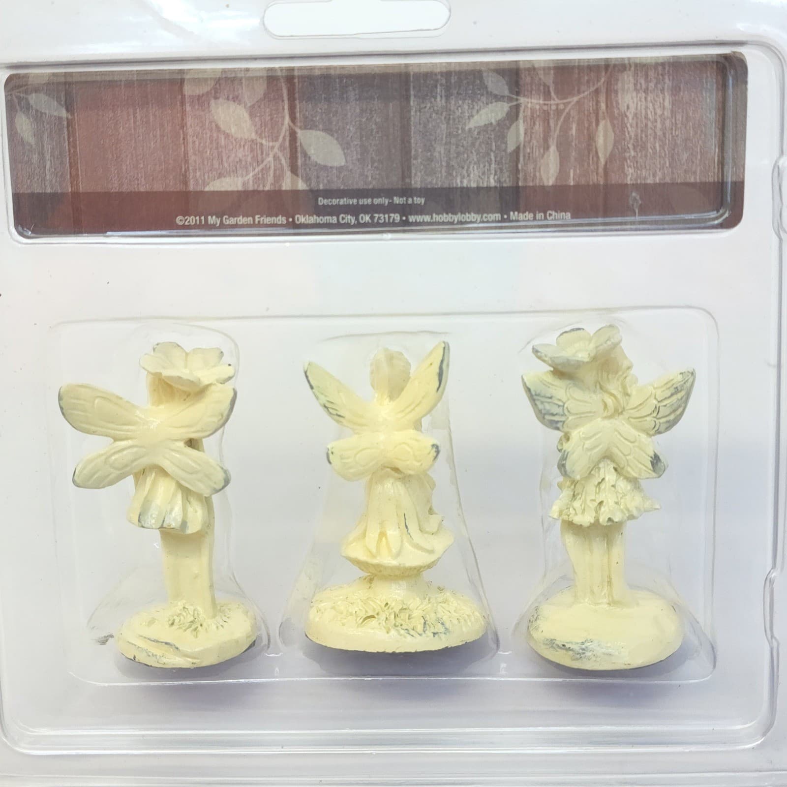 My Garden Friends 3pc Miniature Fairy Figurines Cream Resin 2.5in - Thumbnail 3