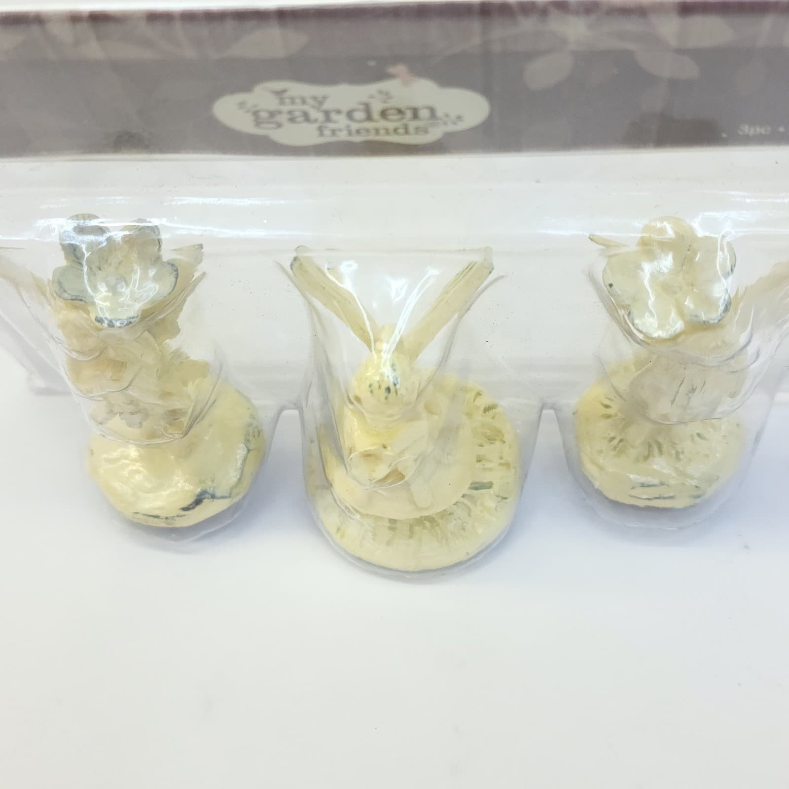 My Garden Friends 3pc Miniature Fairy Figurines Cream Resin 2.5in - Thumbnail 2