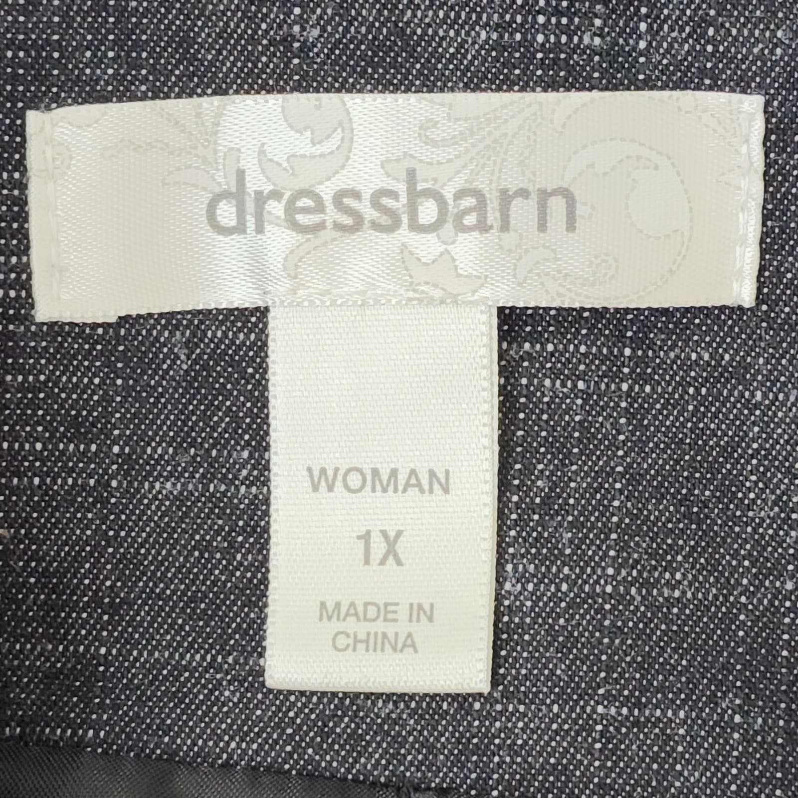 Dressbarn Woman 1X Short Sleeve Blazer Jacket Charcoal Grey Textured Button Up - Thumbnail 6