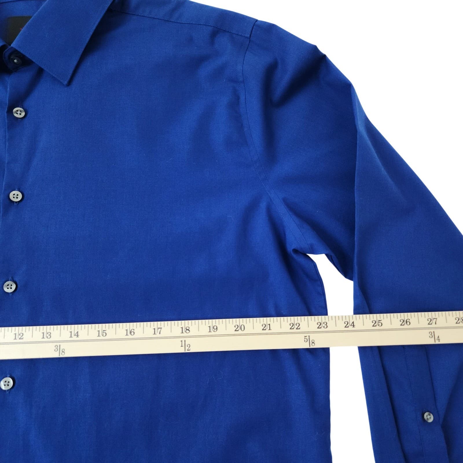 J.Ferrar Slim Fit Dress Shirt Mens XL 17-17.5 32-33 Blue Long Sleeve Button Down - Thumbnail 6