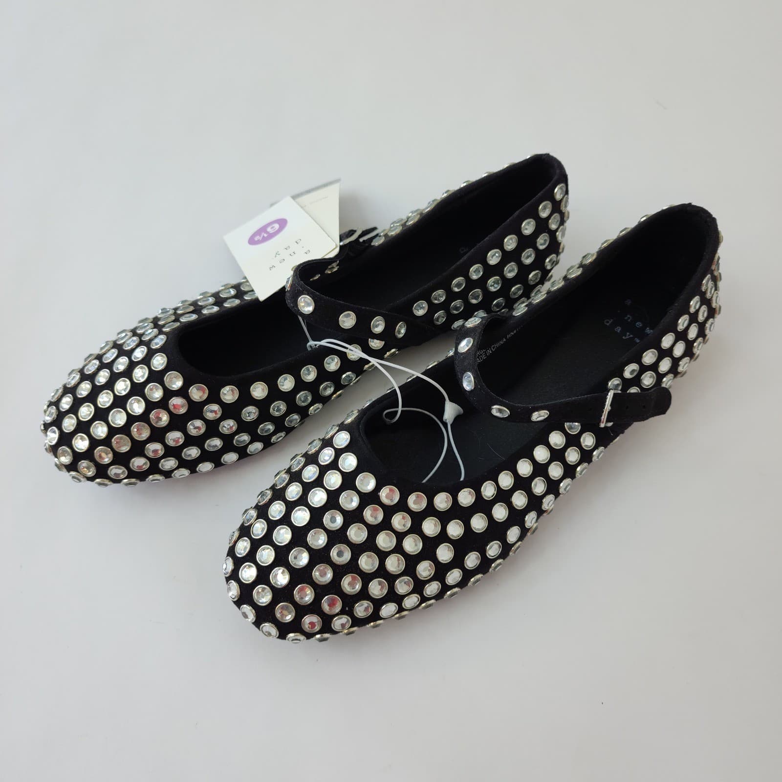 A New Day Issa Rhinestone Mary Jane Ballets Flats Black Shoes 6.5 NEW - Thumbnail 3