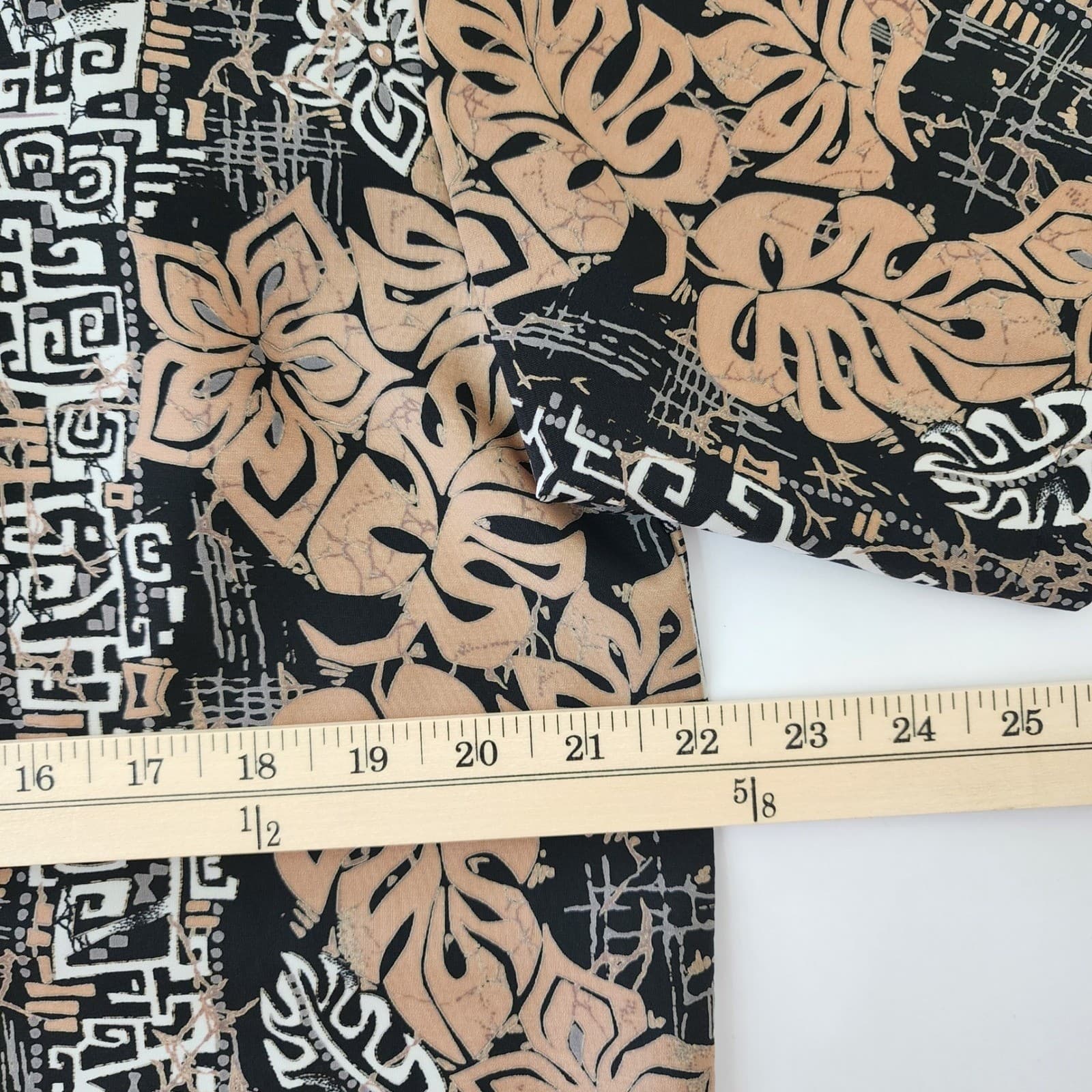 Extreme Gear Mens Small Tropical Monstera Print Button Down Shirt Tan - Thumbnail 3