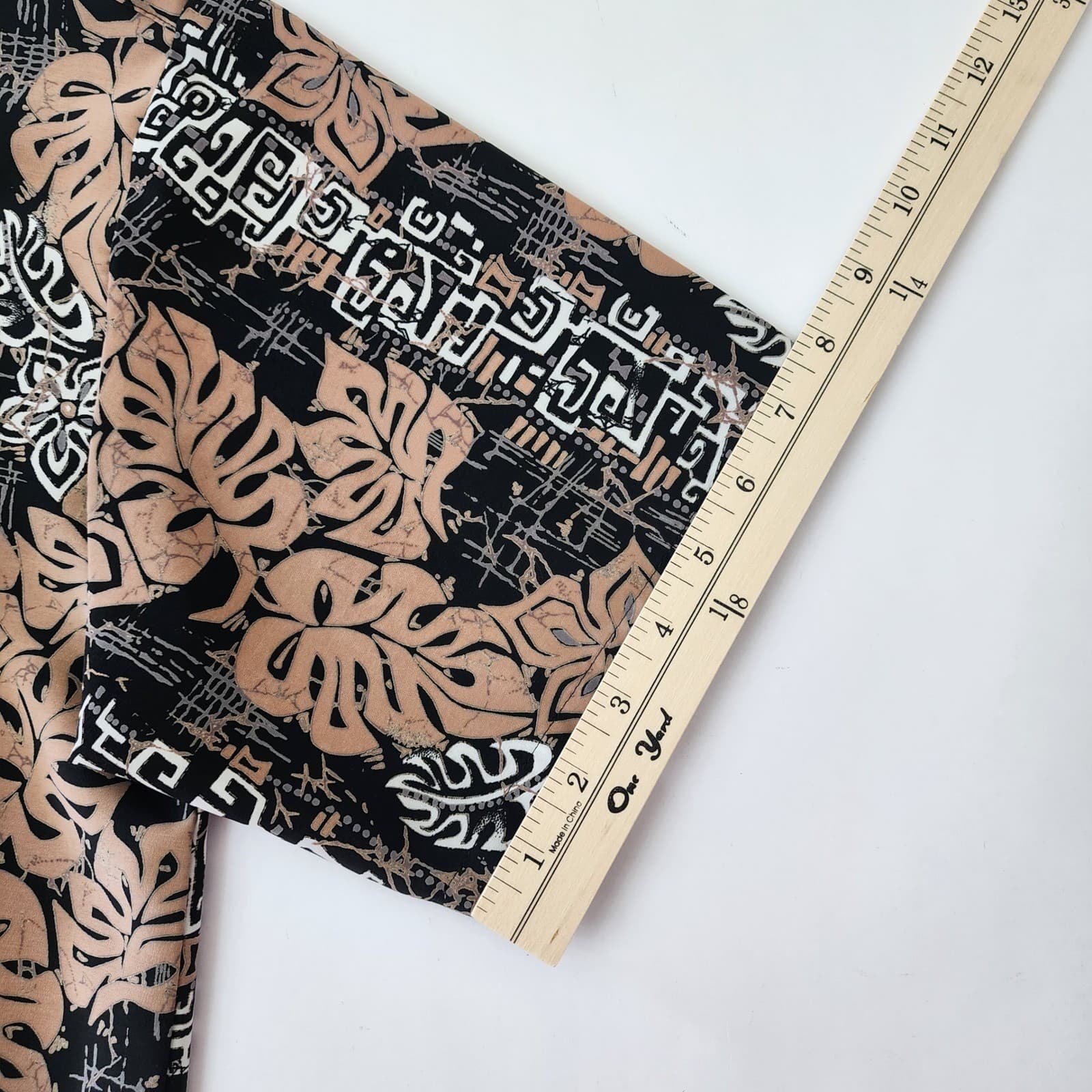 Extreme Gear Mens Small Tropical Monstera Print Button Down Shirt Tan - Thumbnail 6