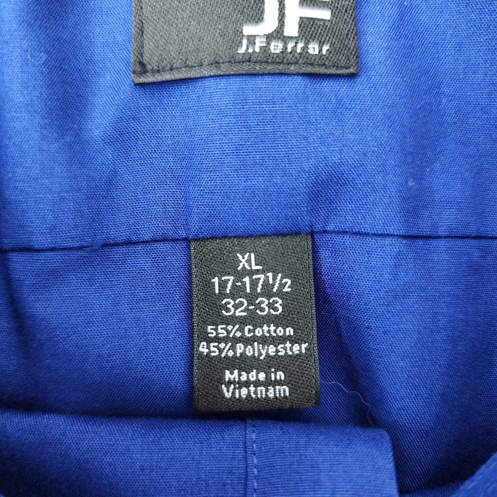 J.Ferrar Slim Fit Dress Shirt Mens XL 17-17.5 32-33 Blue Long Sleeve Button Down - Thumbnail 2