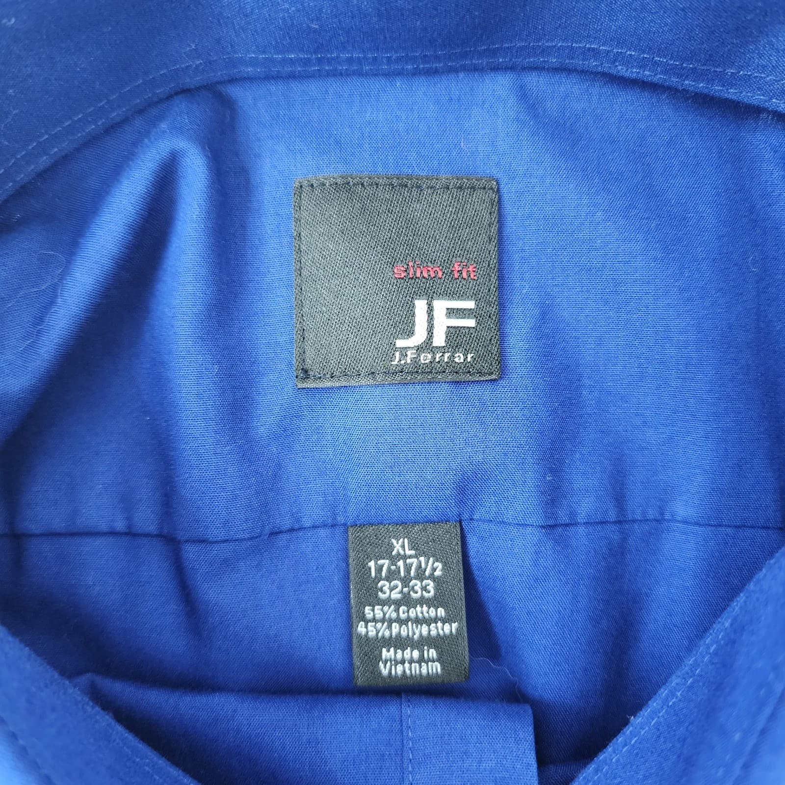 J.Ferrar Slim Fit Dress Shirt Mens XL 17-17.5 32-33 Blue Long Sleeve Button Down - Thumbnail 3