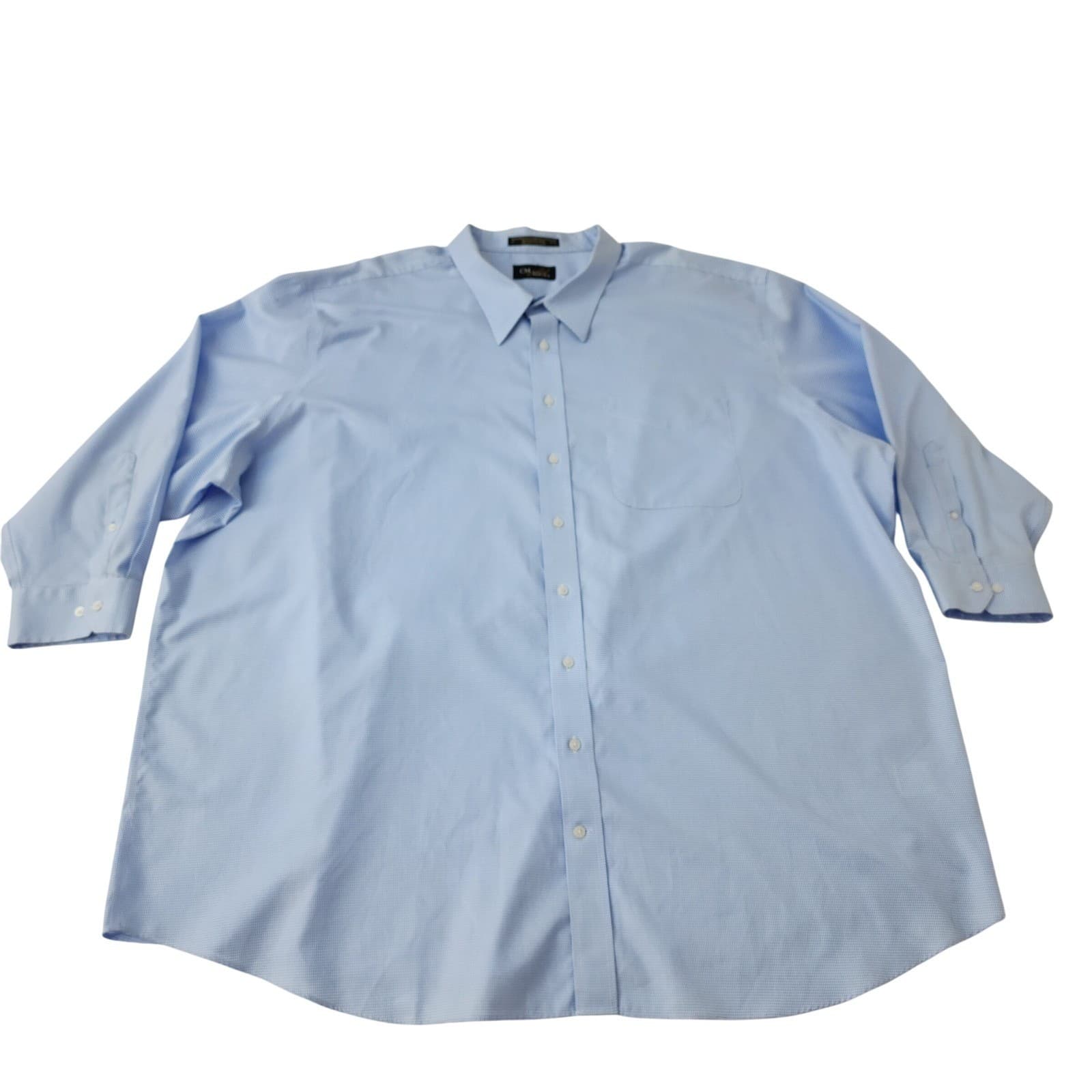 CM Gold Series Mens Blue Micro Houndstooth Dress Shirt 100% Cotton 22 34/35