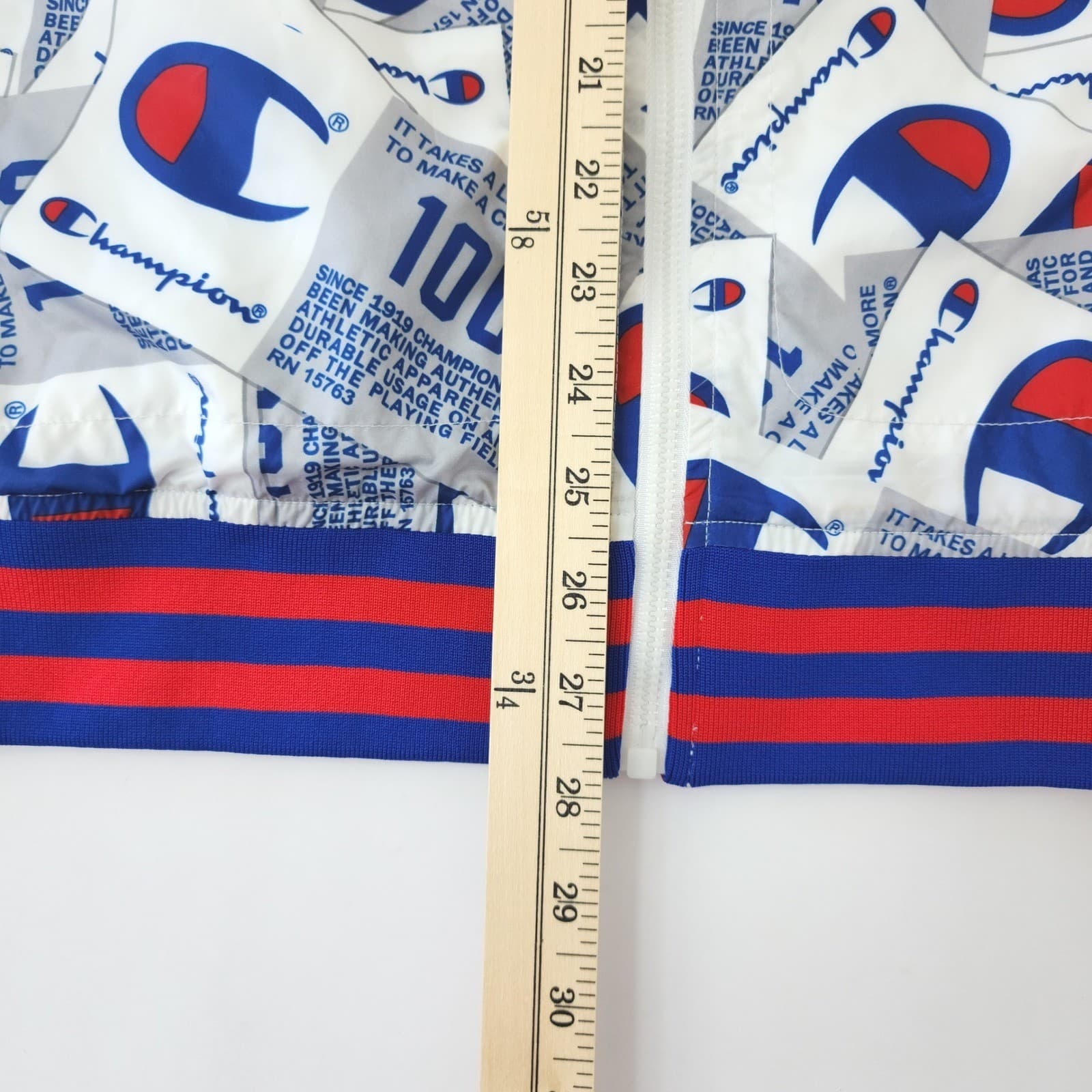 Champion 100th Anniversary All Over Logo Print Track Jacket Mens Large White - Thumbnail 8