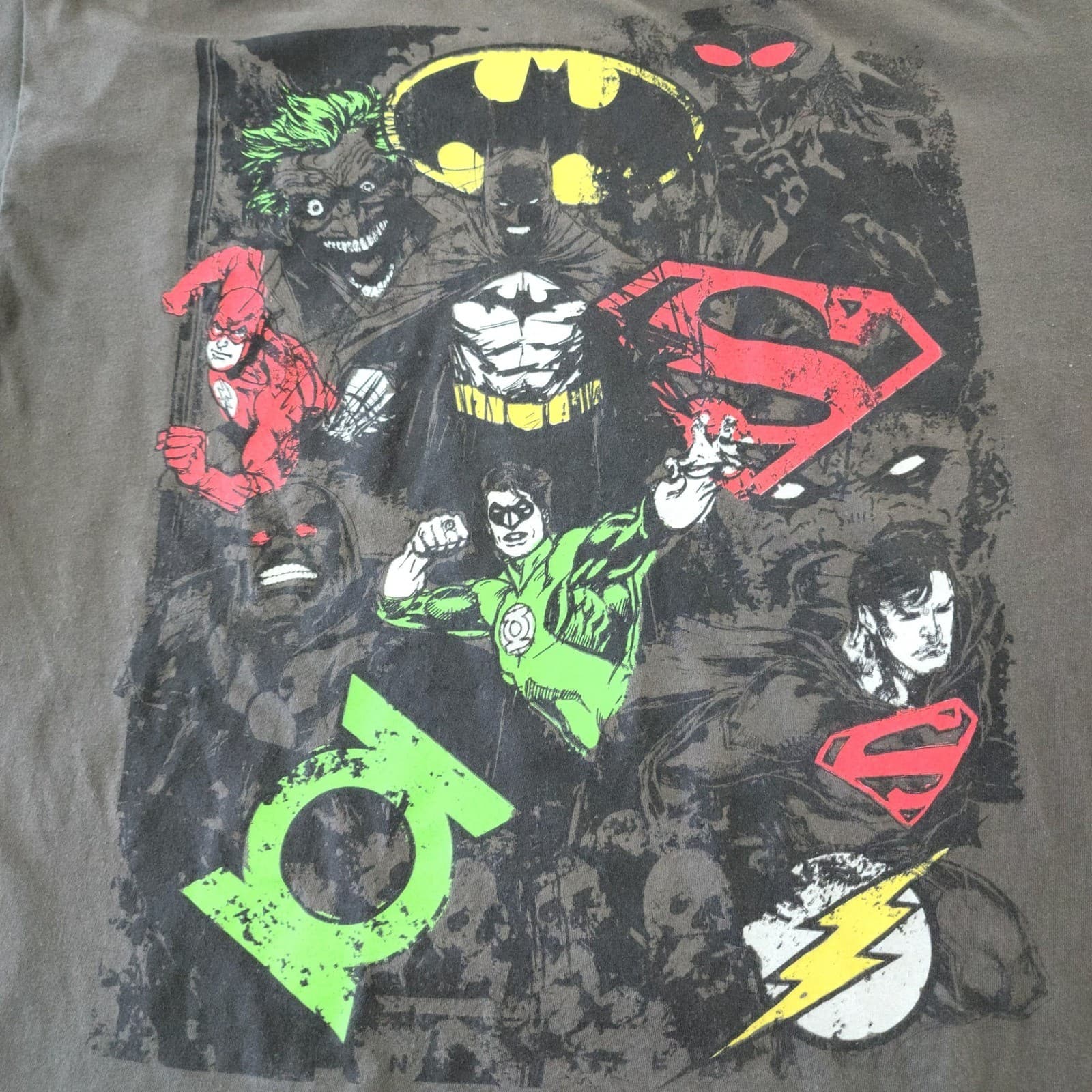 Justice League DC Comics Graphic T-Shirt Charcoal Batman Superman Men's XL - Thumbnail 2