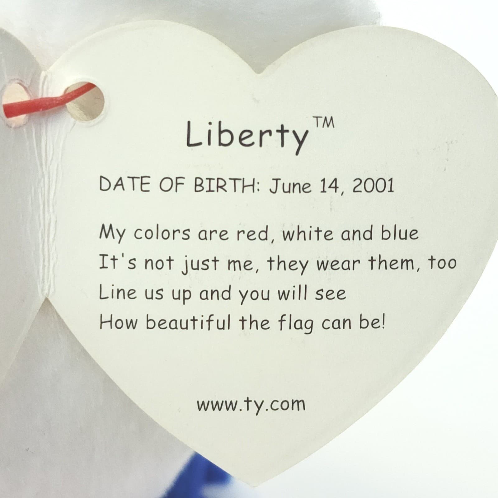Ty Beanie Babies Liberty Bear Set of 2 Patriotic USA Flag Plush 2001 Blue White - Thumbnail 4