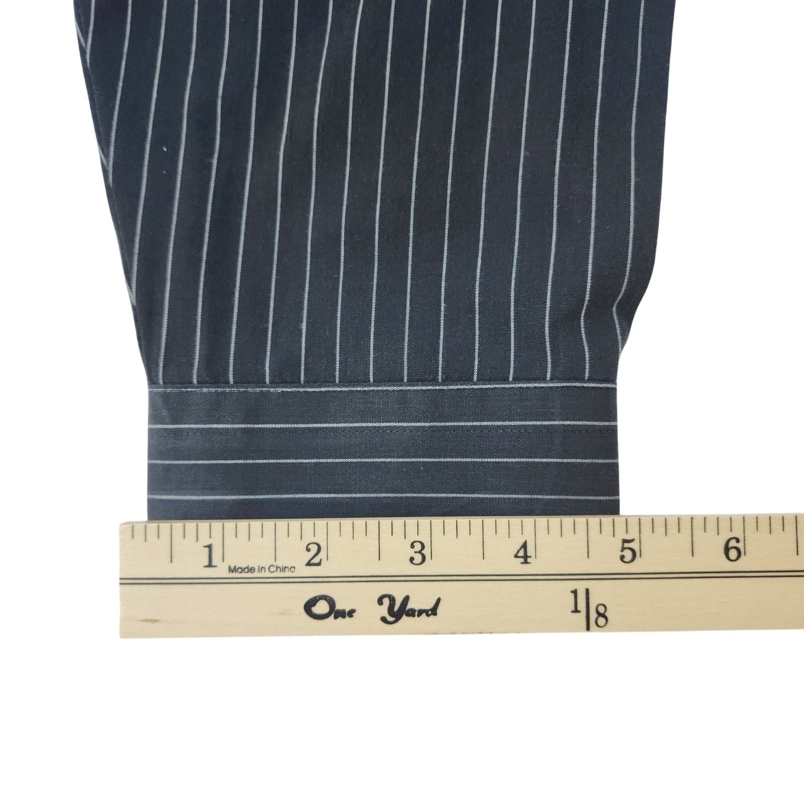 Van Heusen Mens XL Dress Shirt Black Pinstripe Wrinkle Free Stain Shield Long Sl - Thumbnail 8