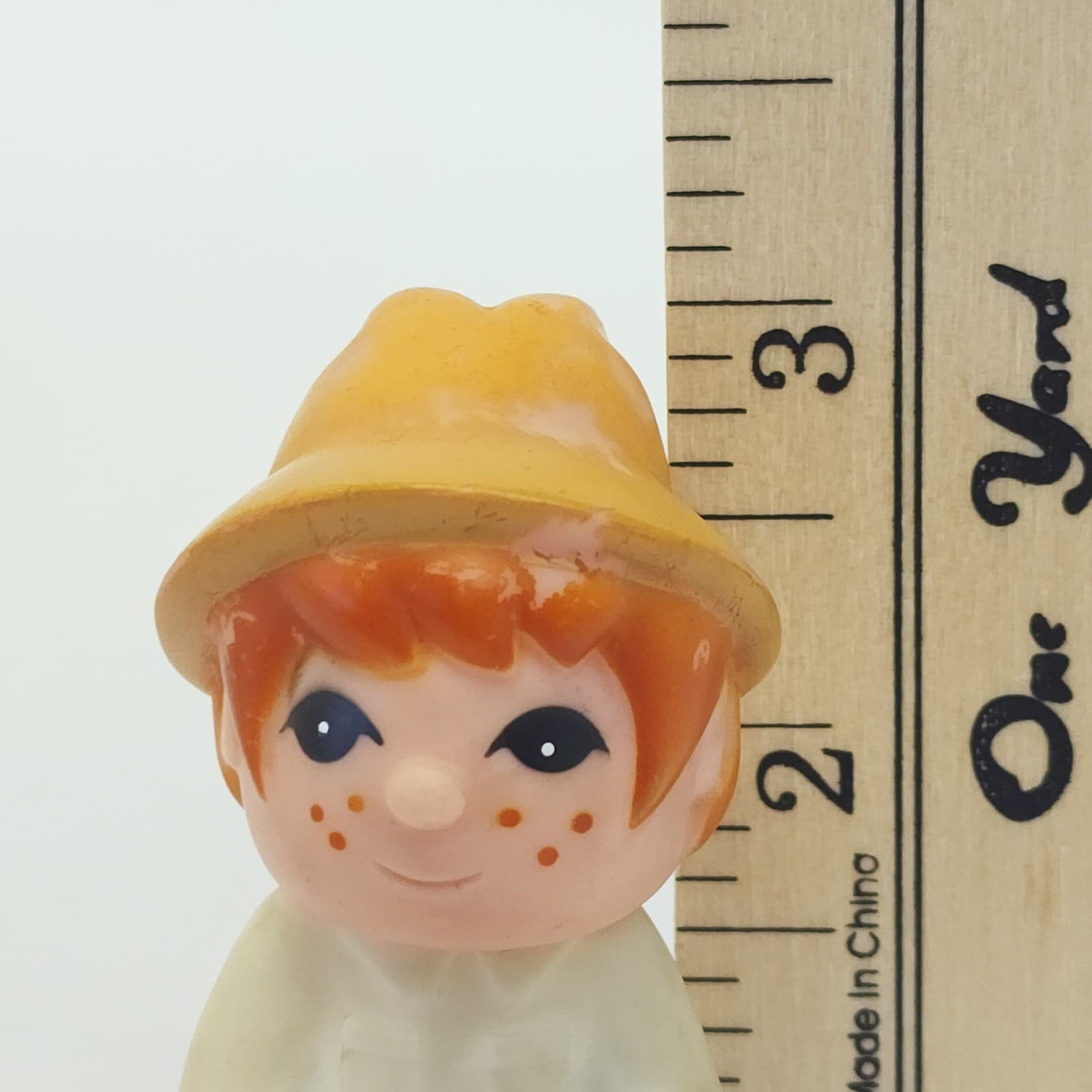 RARE Vtg 1980 Super Tyco Red Hair Freckled Boy Rubber Toy Figure Taiwan Sun Hat - Thumbnail 5