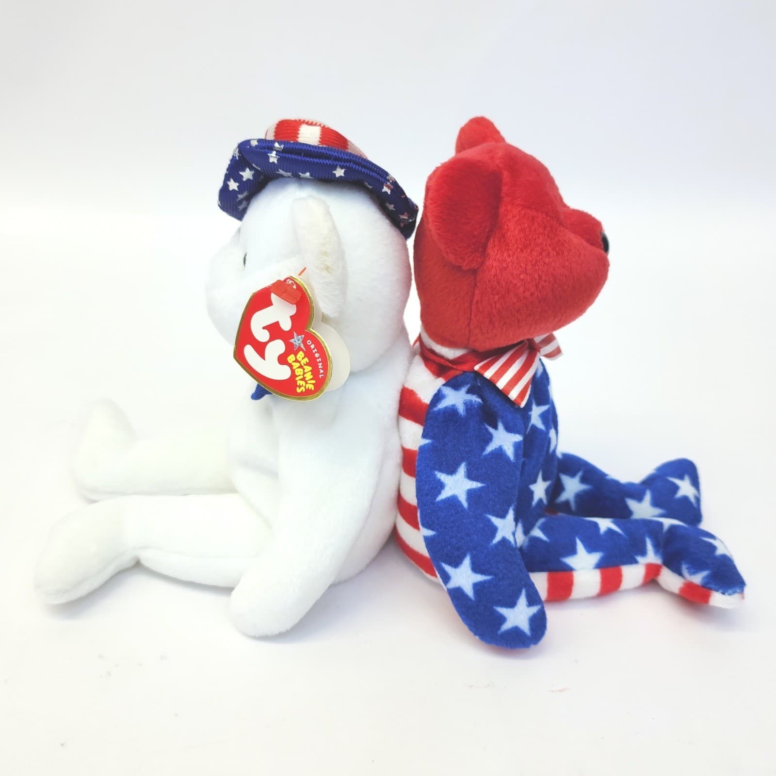 Ty Beanie Babies Liberty and Benjamin Patriotic Bear Set Red White Blue Stars - Thumbnail 2
