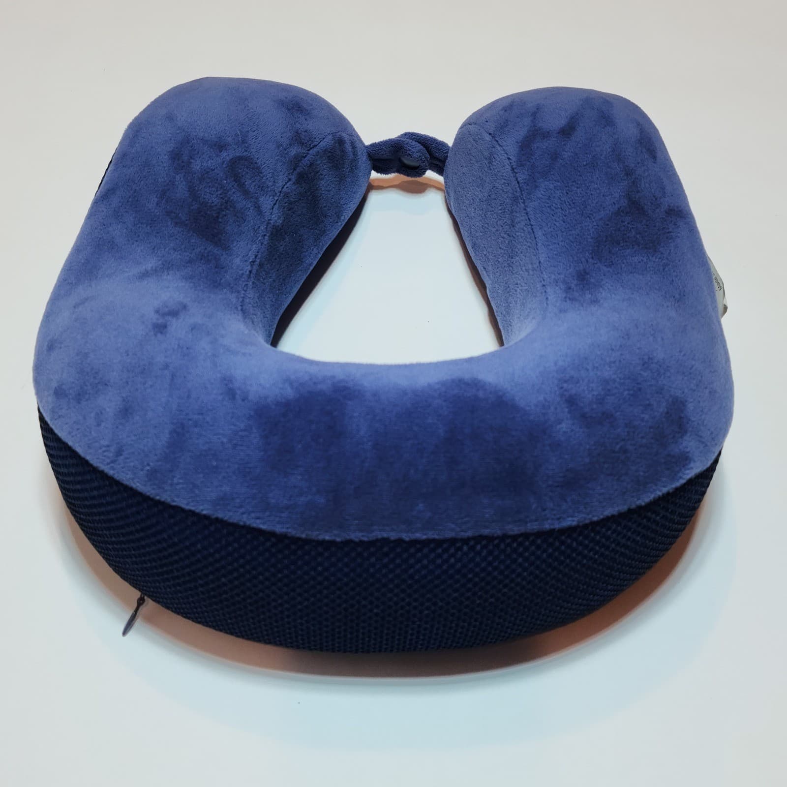 Springs Global Blue Memory Foam Travel Neck Pillow Plush Mesh Zippered Cover - Thumbnail 2