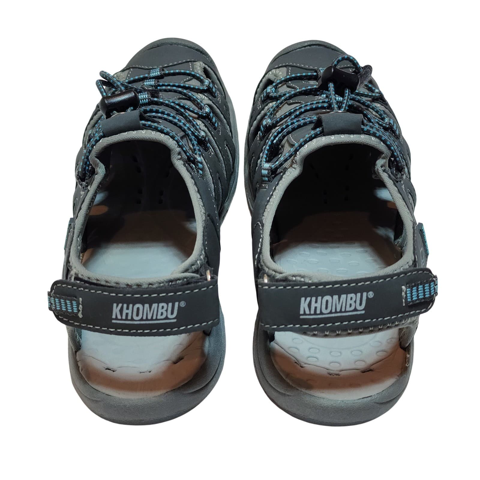 Khombu Crystal Womens 7.5 Water-Ready Sport Sandals Grey Blue Bungee Hiking Shoe - Thumbnail 3