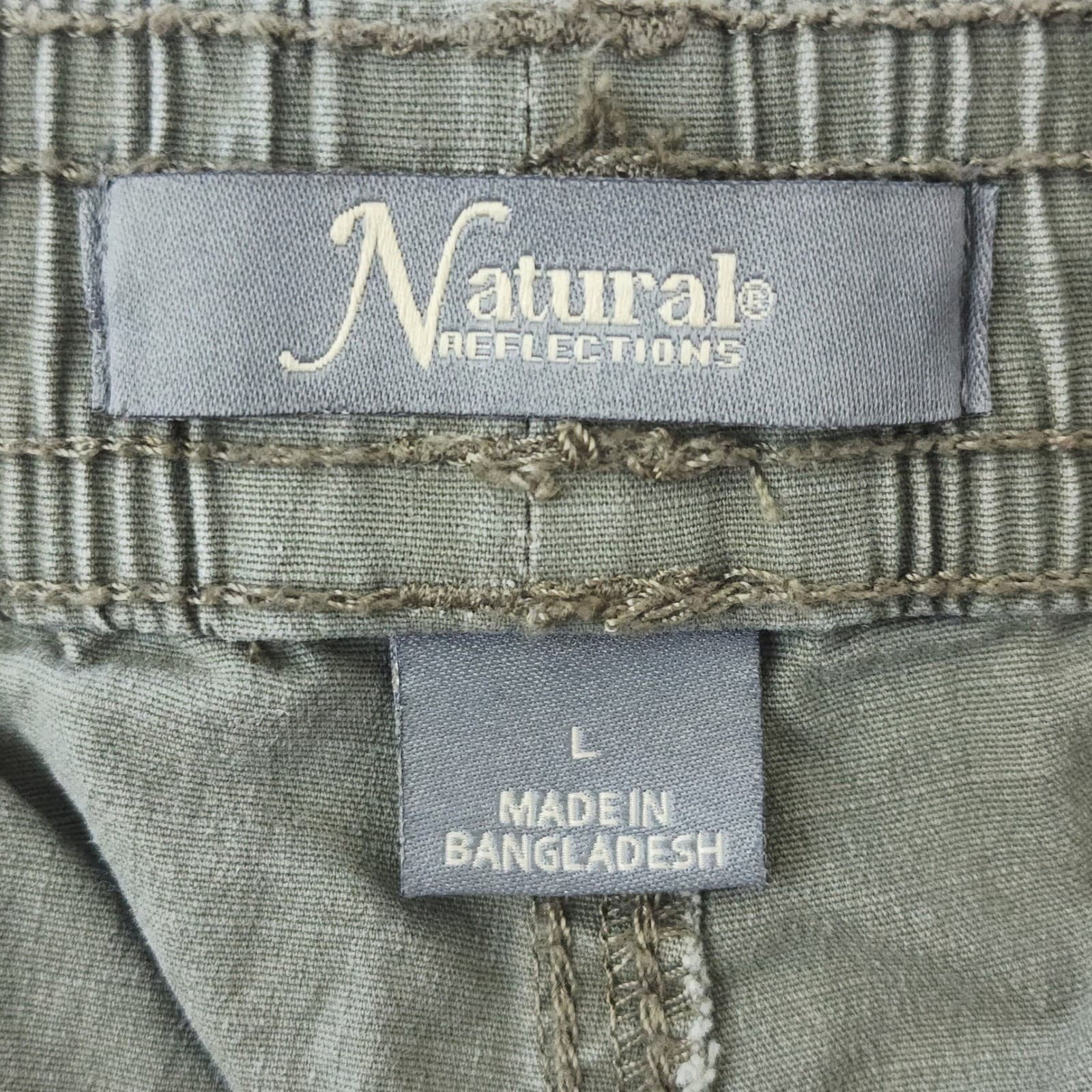 Natural Reflections Women's Olive Green Utility Shorts Elastic Waist Size L - Thumbnail 4