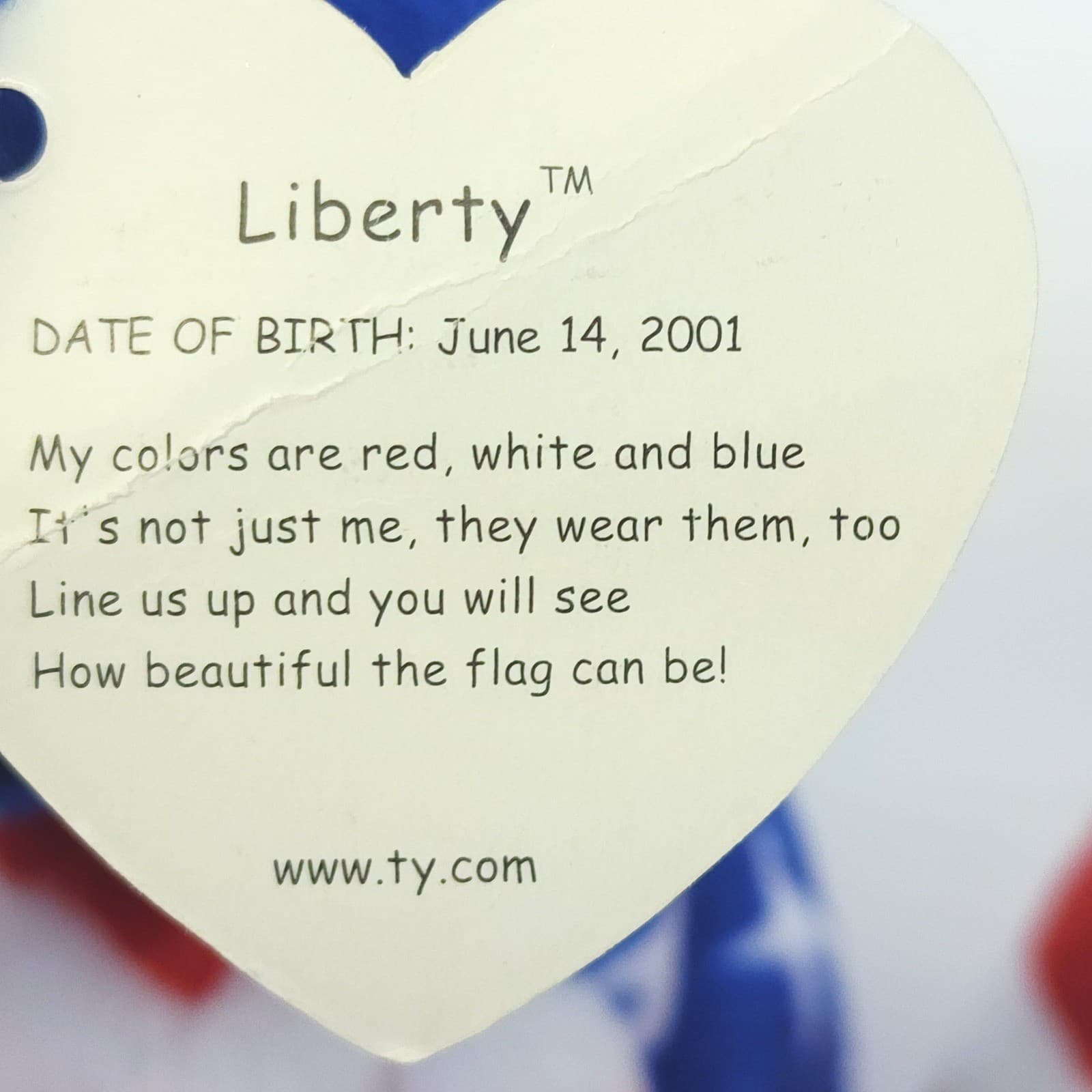 Ty Beanie Babies Liberty Bear Set of 2 Patriotic USA Flag Plush 2001 Blue White - Thumbnail 5