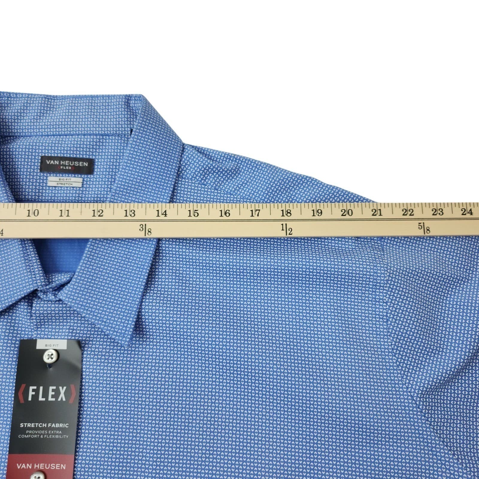 Van Heusen Flex Big Fit Men's Dress Shirt Blu Long Sleeve 4XL NWT - Thumbnail 4