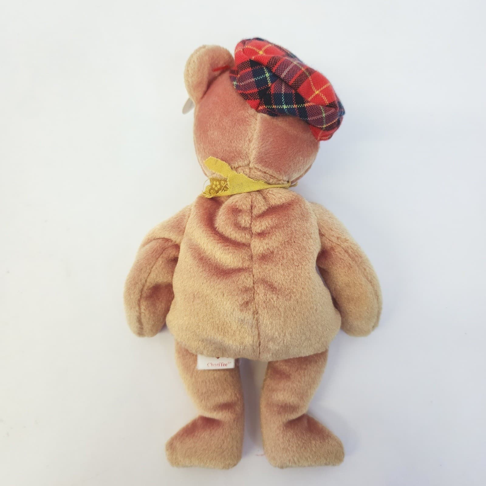 Ty Beanie Baby ChariTee PGA Tour Golf Bear Tan Plaid Hat 2004 Collectible Plush - Thumbnail 4