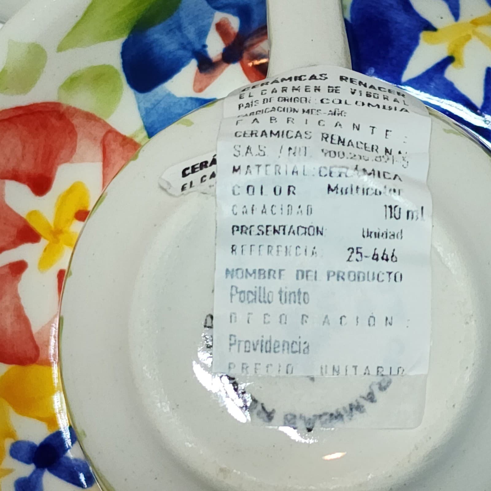 Ceramicas Renacer Providencia Espresso Cup Saucer Set 4pc Colombia Floral Cerami - Thumbnail 4