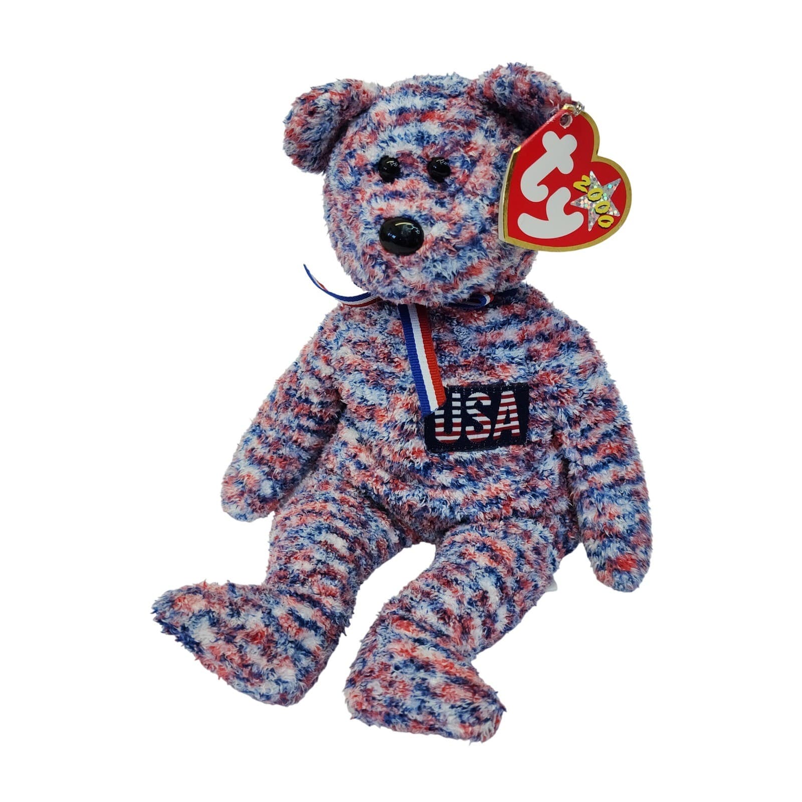 Ty Beanie Baby USA the Bear Red White Blue Patriotic Plush 2000 Collectible 8.5"