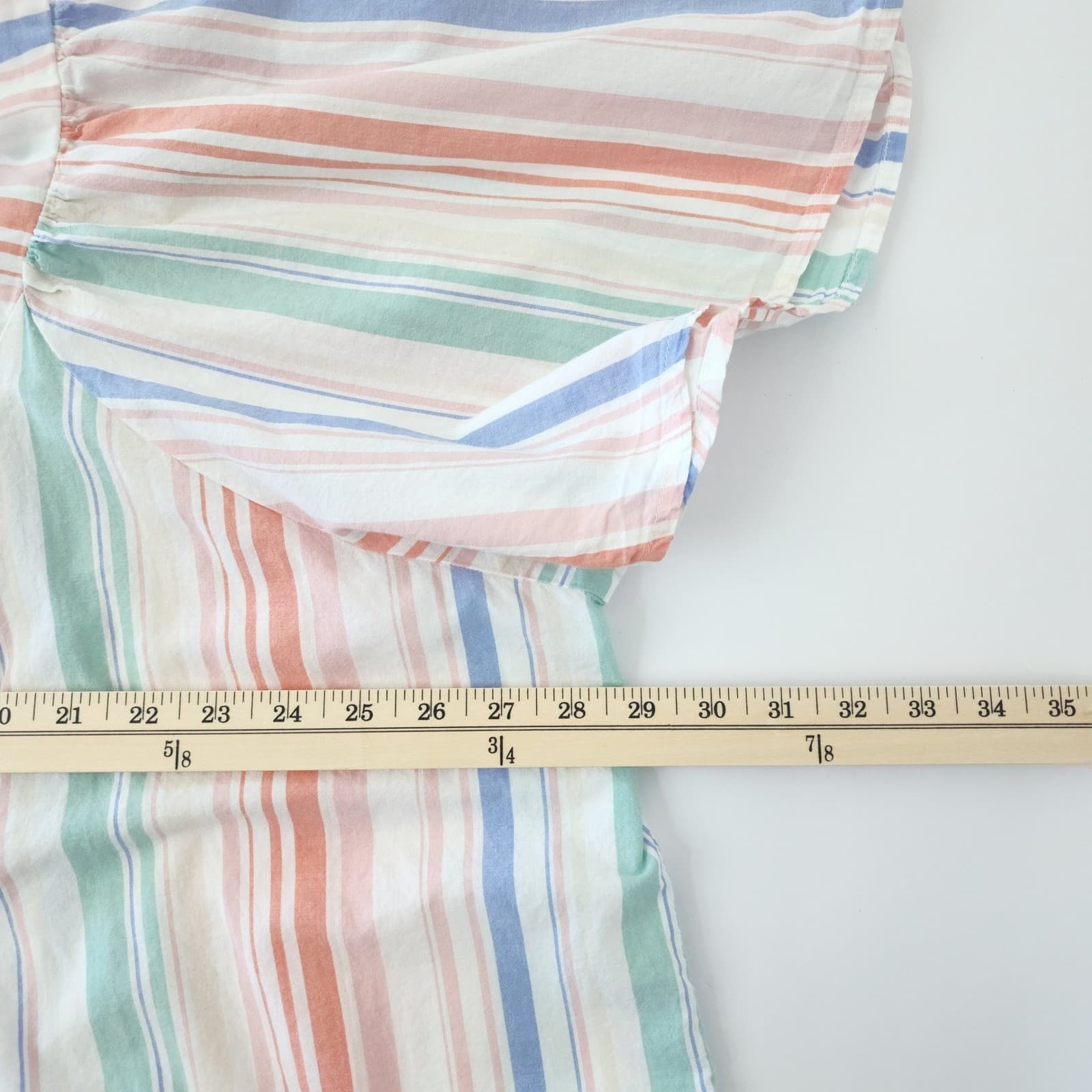 Terra & Sky 3X Womens Plus Size Striped Flutter Sleeve V-Neck Blouse Pastel - Thumbnail 5