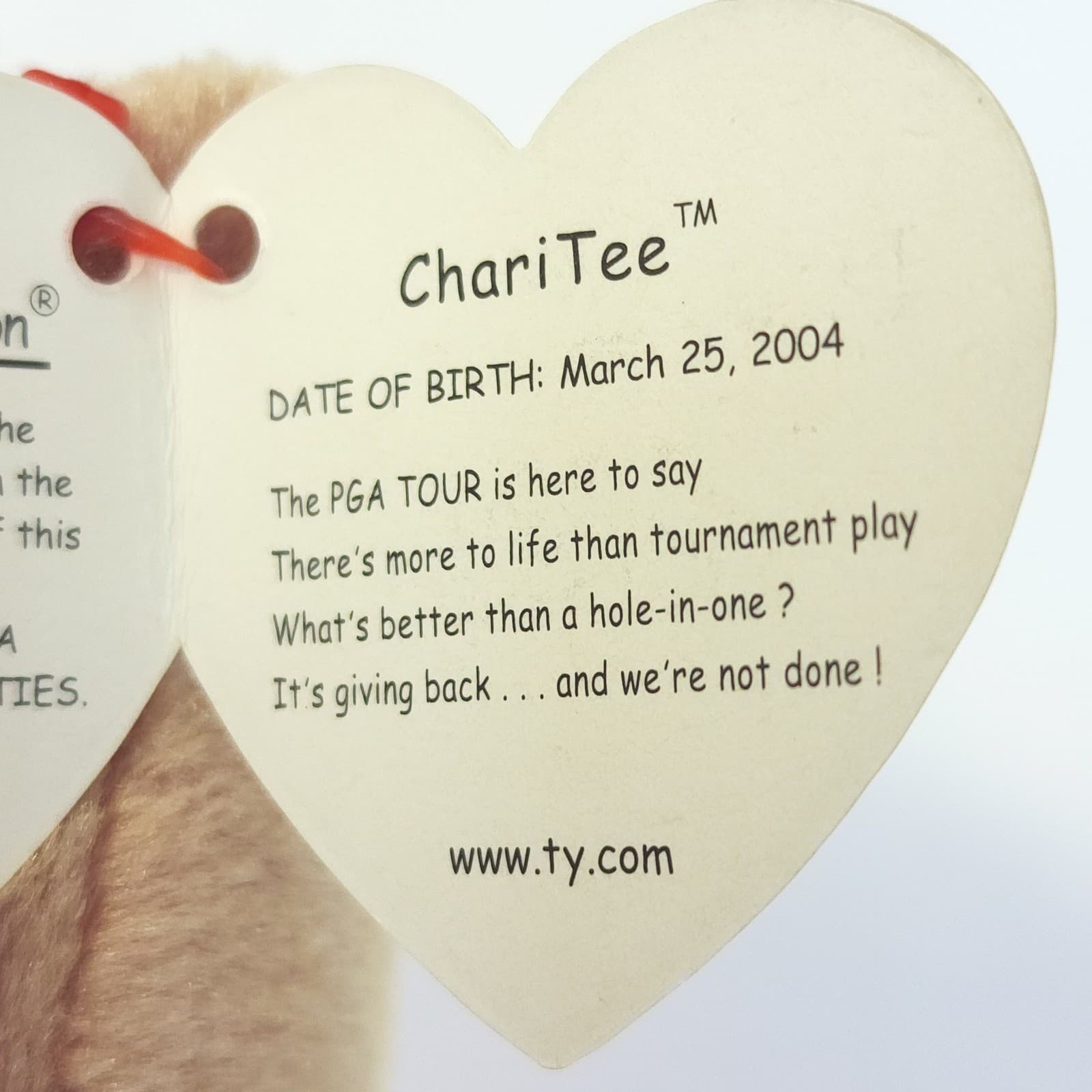 Ty Beanie Baby ChariTee PGA Tour Golf Bear Tan Plaid Hat 2004 Collectible Plush - Thumbnail 6