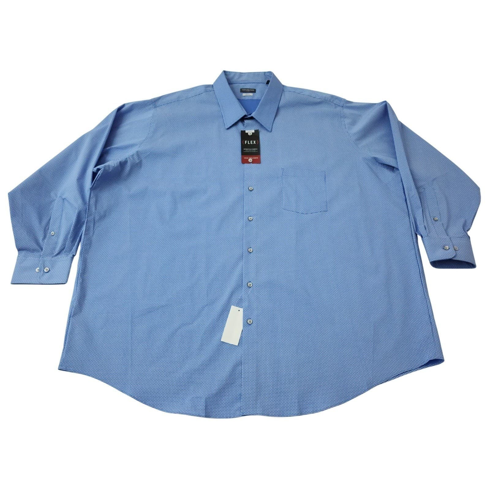 Van Heusen Flex Big Fit Men's Dress Shirt Blu Long Sleeve 4XL NWT