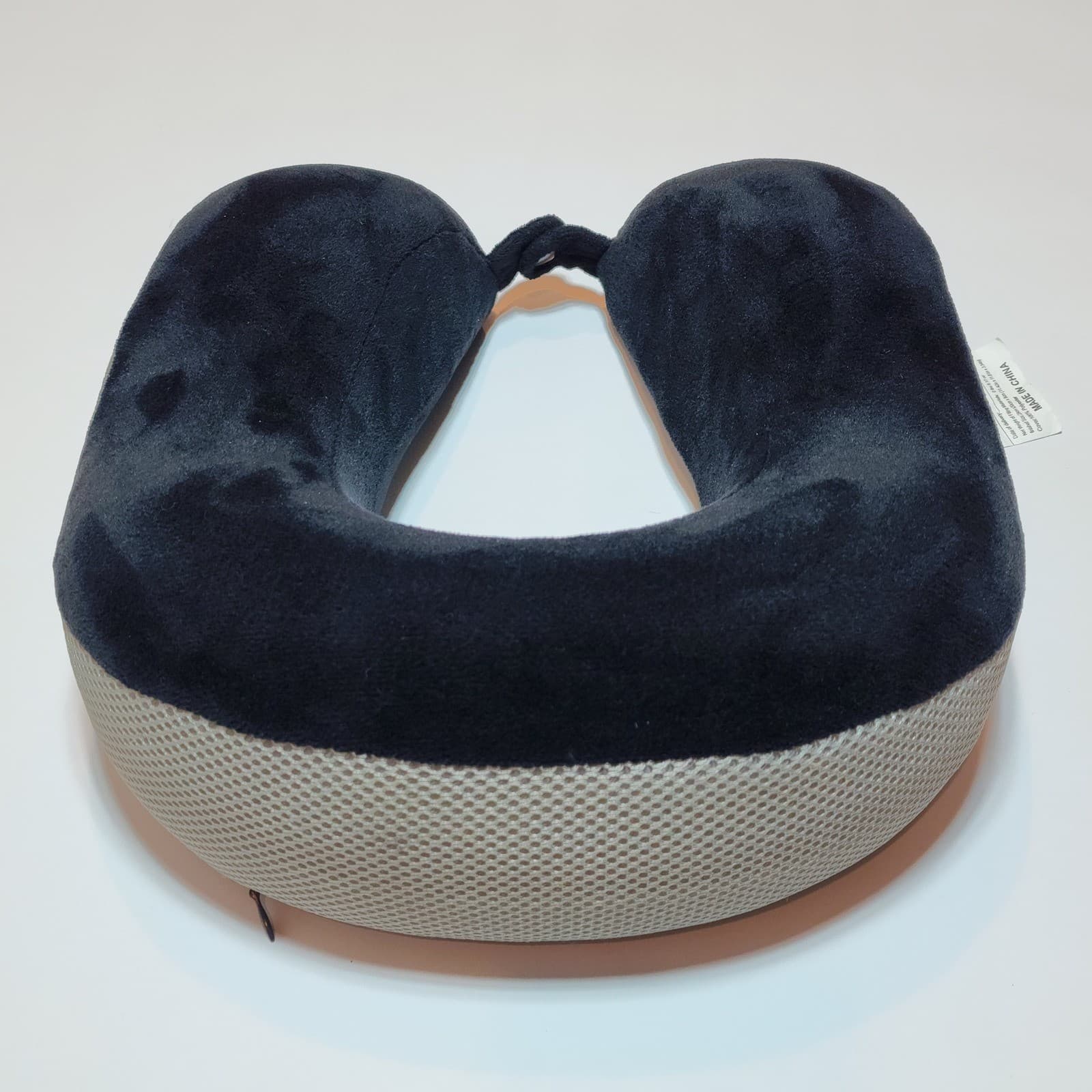 Springs Global Memory Foam Travel Neck Pillow Navy Blue Grey Mesh RN 117835 - Thumbnail 2