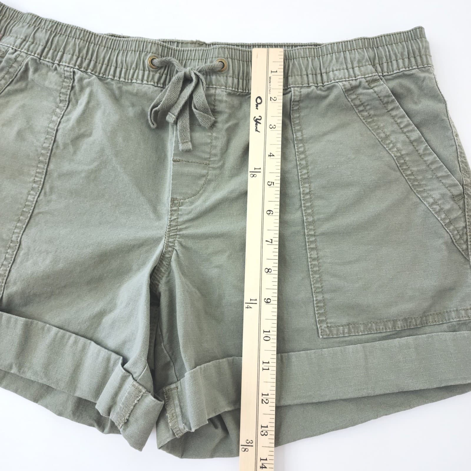 Natural Reflections Women's Olive Green Utility Shorts Elastic Waist Size L - Thumbnail 5