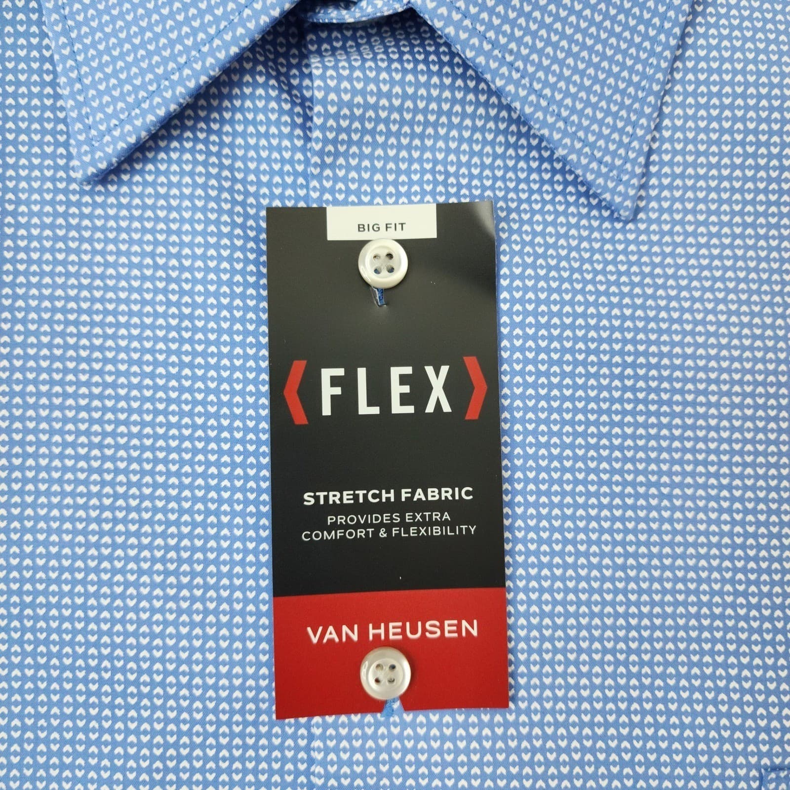 Van Heusen Flex Big Fit Men's Dress Shirt Blu Long Sleeve 4XL NWT - Thumbnail 3