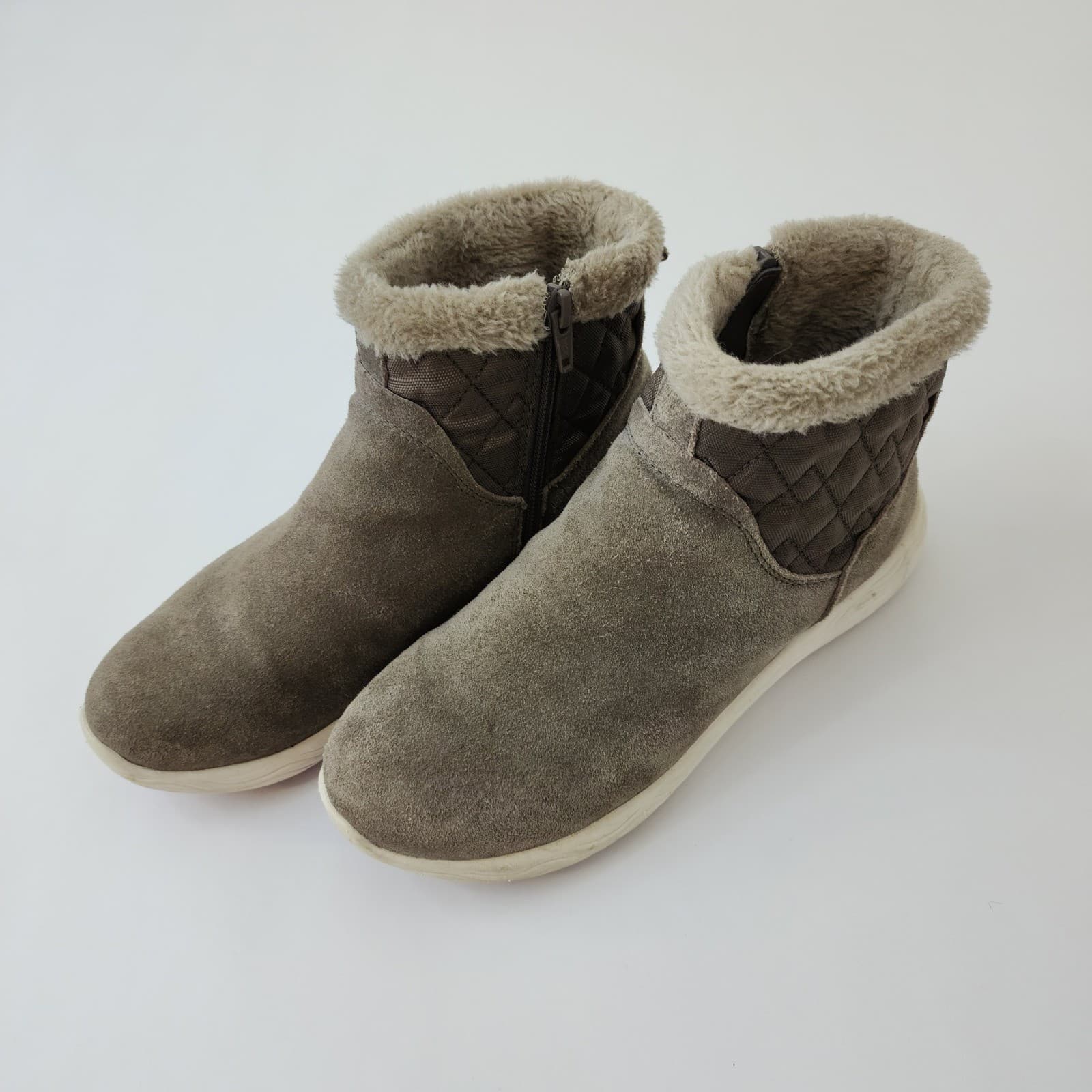 Baretraps Leni Womens 7.5 M Taupe Suede Faux Fur Trim Ankle Boots BTF17-10664 - Thumbnail 3